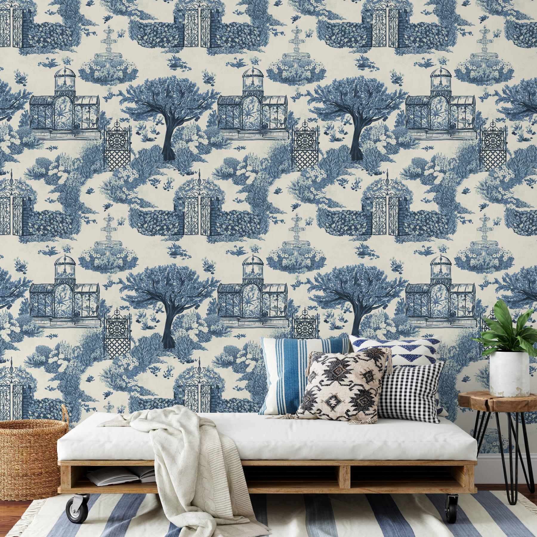 Monochrome Traditional Asian Garden Wallpaper Mural