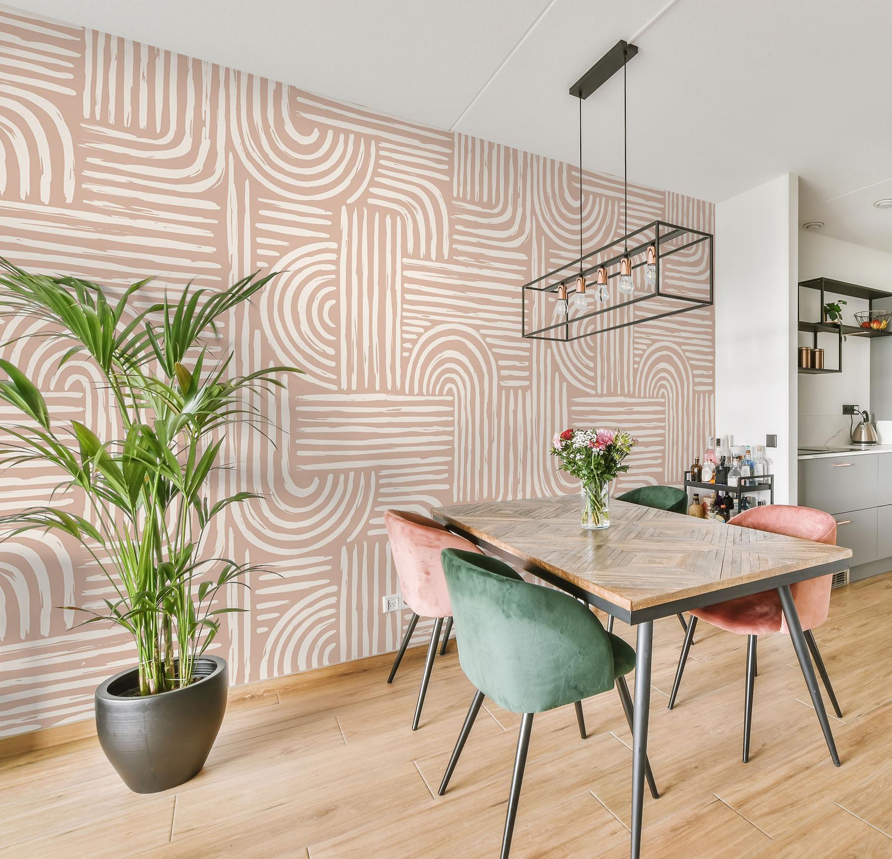 Abstract Minimalist Contour Lines Wallpaper Mural