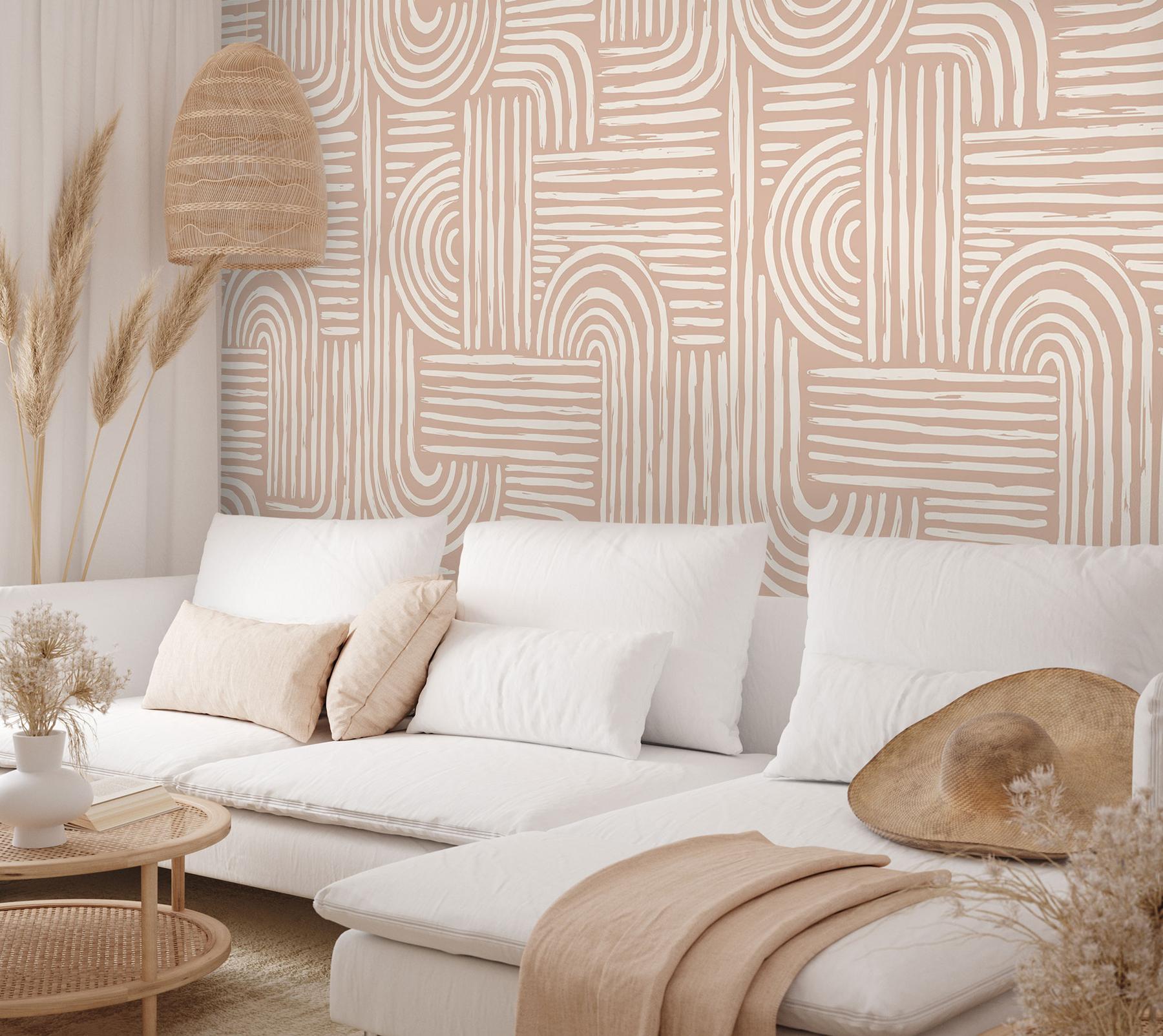 Abstract Minimalist Contour Lines Wallpaper Mural