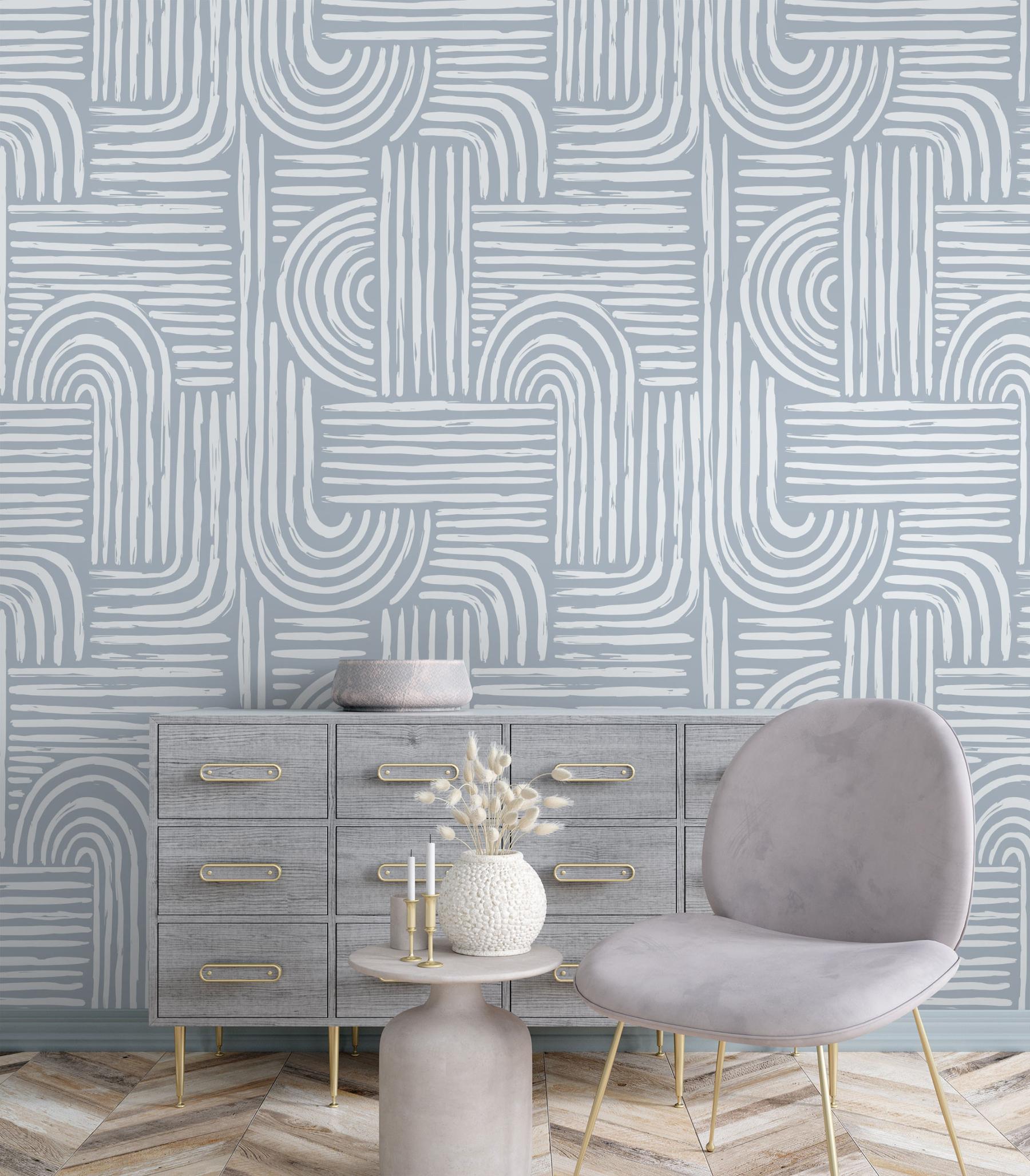 Abstract Minimalist Contour Lines Wallpaper Mural