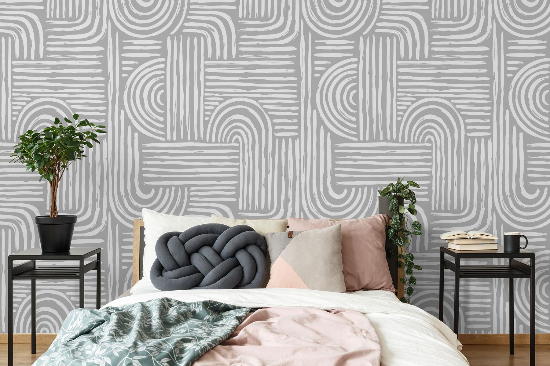 Abstract Minimalist Contour Lines Wallpaper Mural