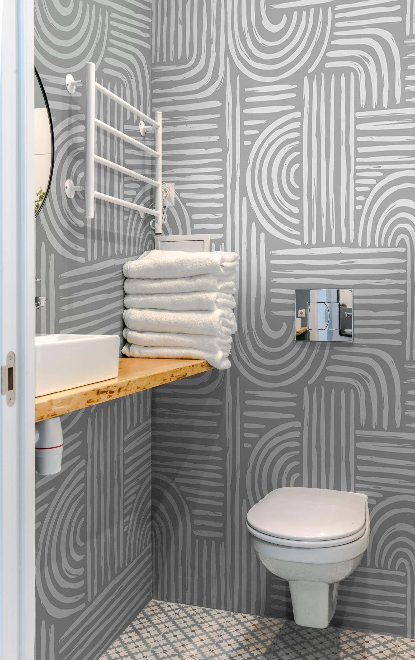 Abstract Minimalist Contour Lines Wallpaper Mural