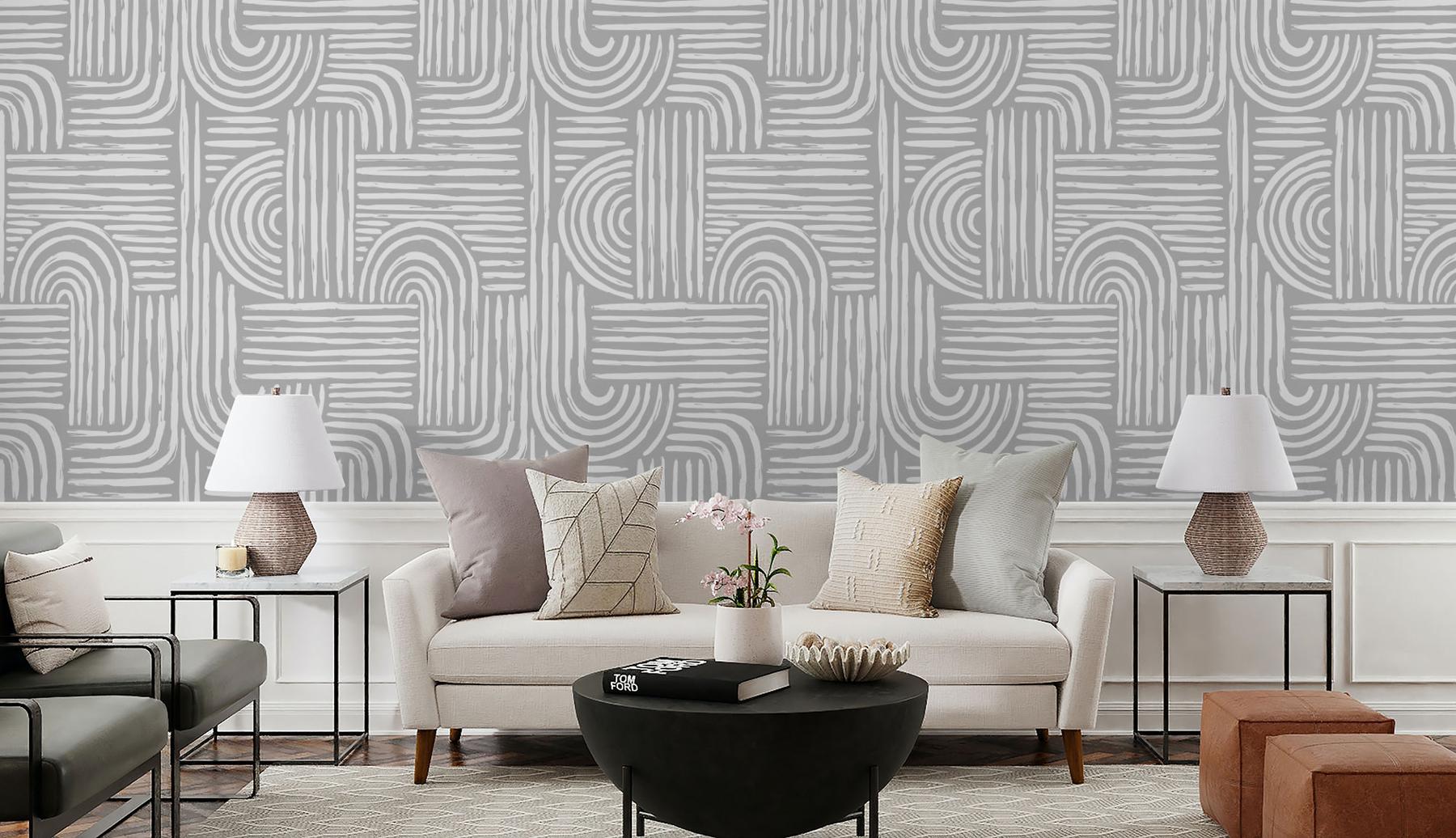 Abstract Minimalist Contour Lines Wallpaper Mural