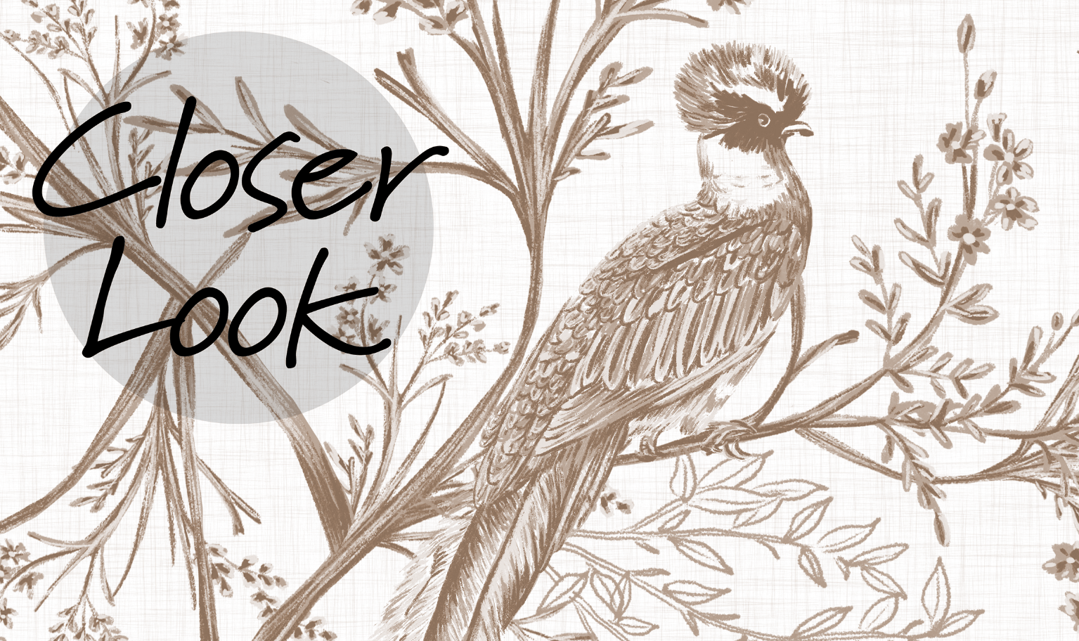 Chinoiserie Bird and Blossom Pattern Wallpaper Mural