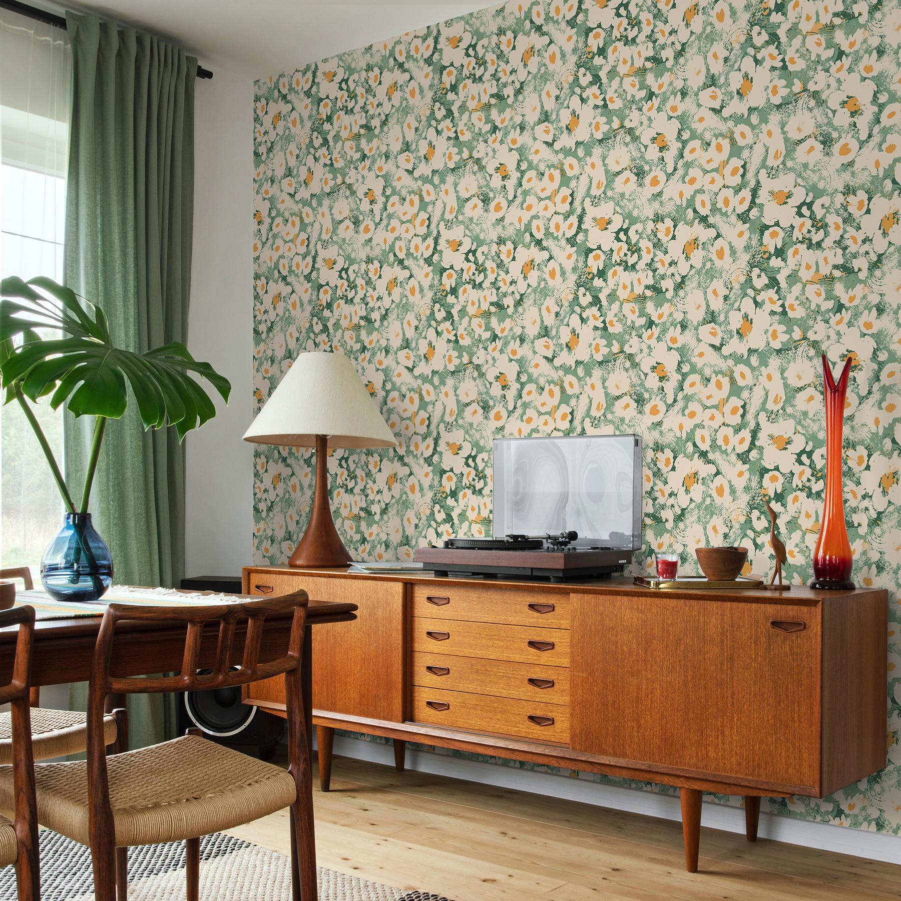 Abstract Floral Impressions Pattern Wallpaper Mural