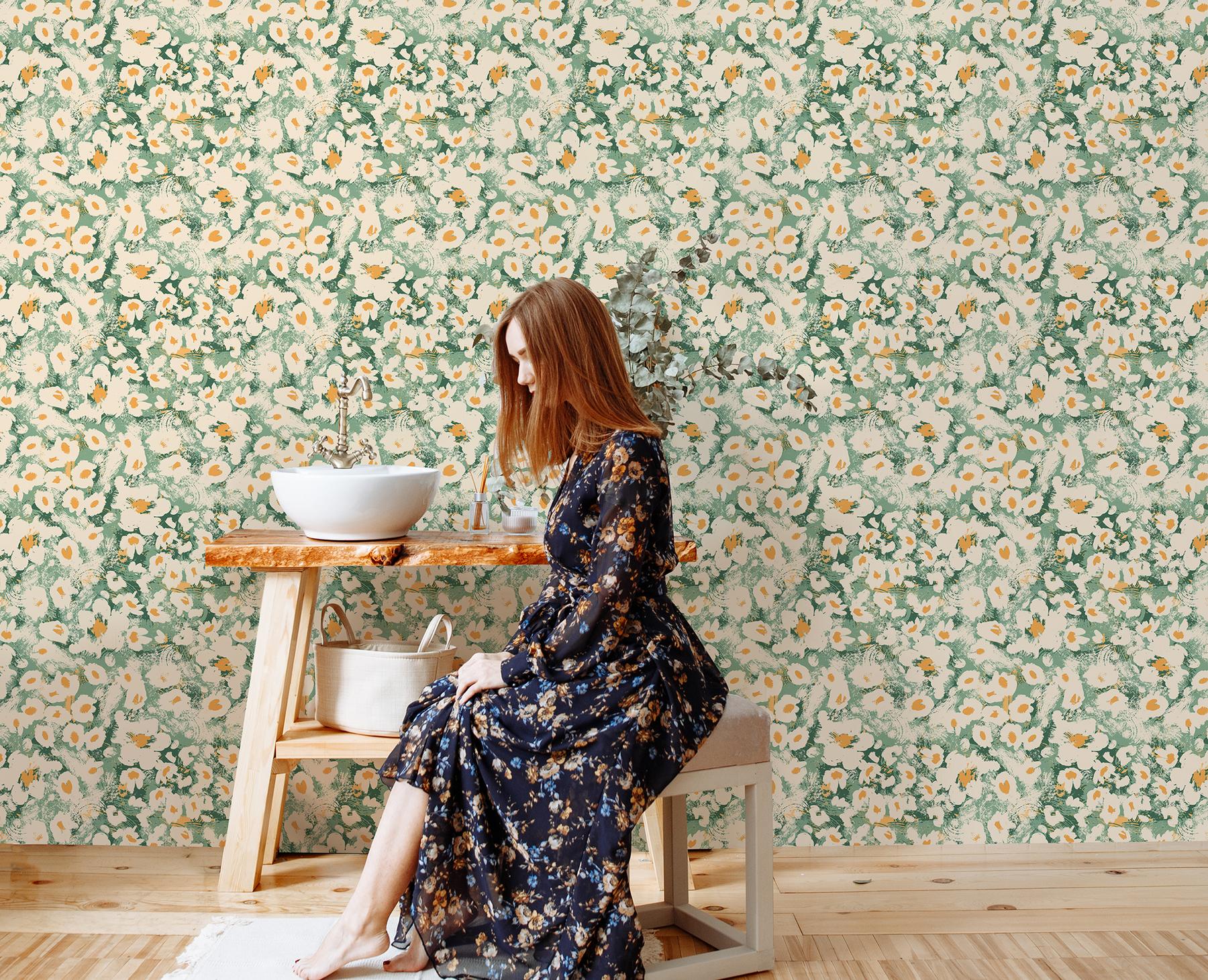 Abstract Floral Impressions Pattern Wallpaper Mural