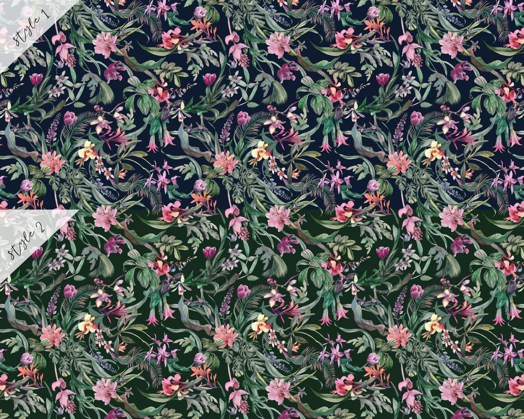 Exquisite Midnight Garden Bloom Wallpaper Mural