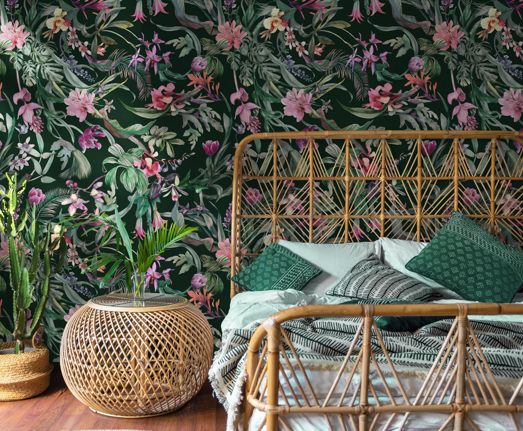 Exquisite Midnight Garden Bloom Wallpaper Mural