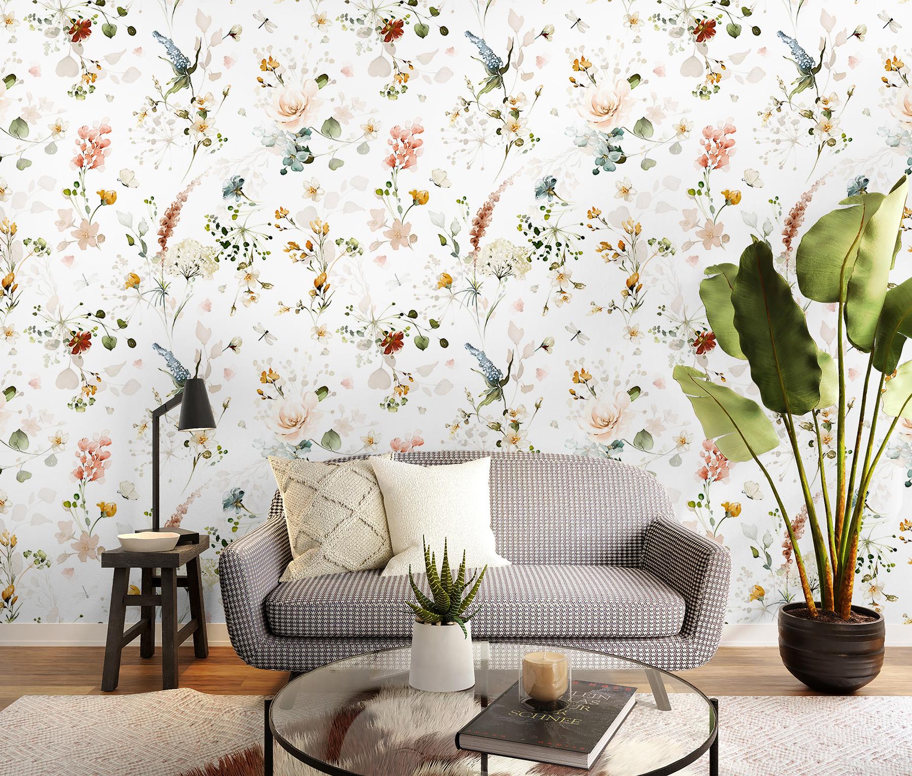 Whimsical Wild Flower Wallpaper Mural