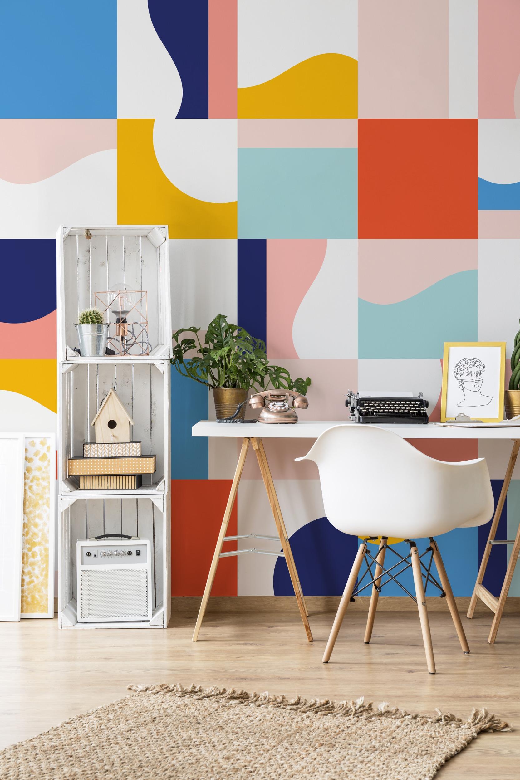 Abstract Colorful Geometric Shapes Wallpaper Mural