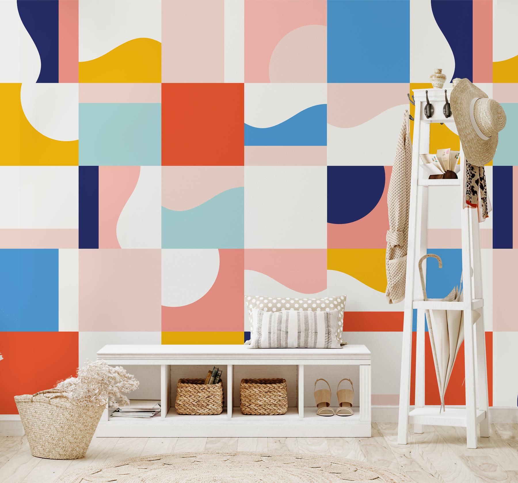 Abstract Colorful Geometric Shapes Wallpaper Mural