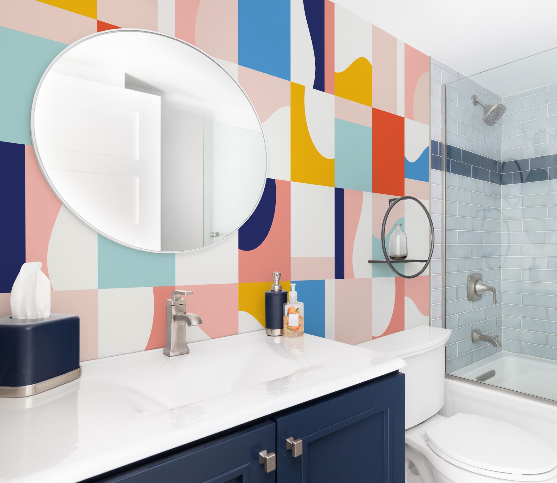Abstract Colorful Geometric Shapes Wallpaper Mural