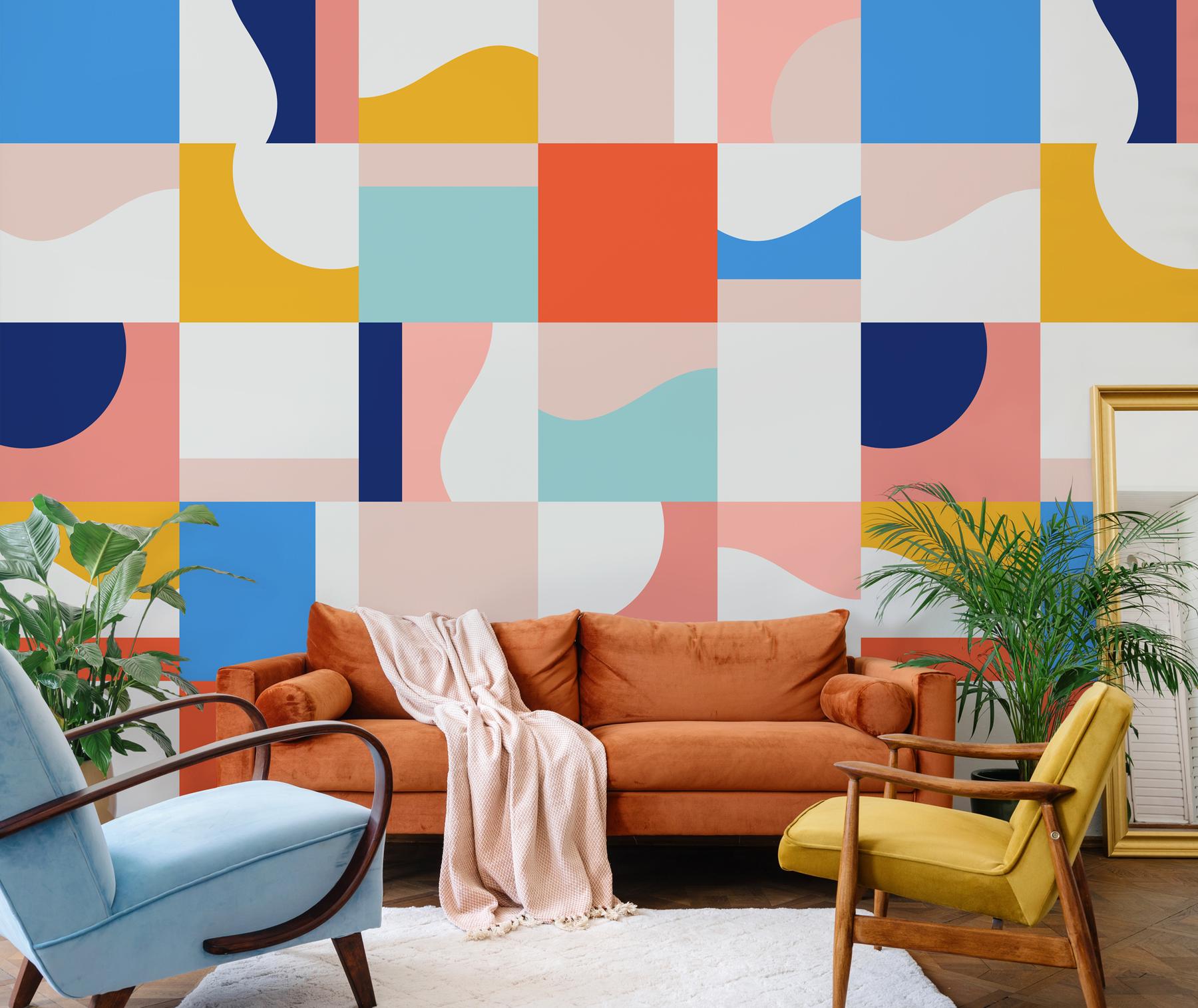 Abstract Colorful Geometric Shapes Wallpaper Mural