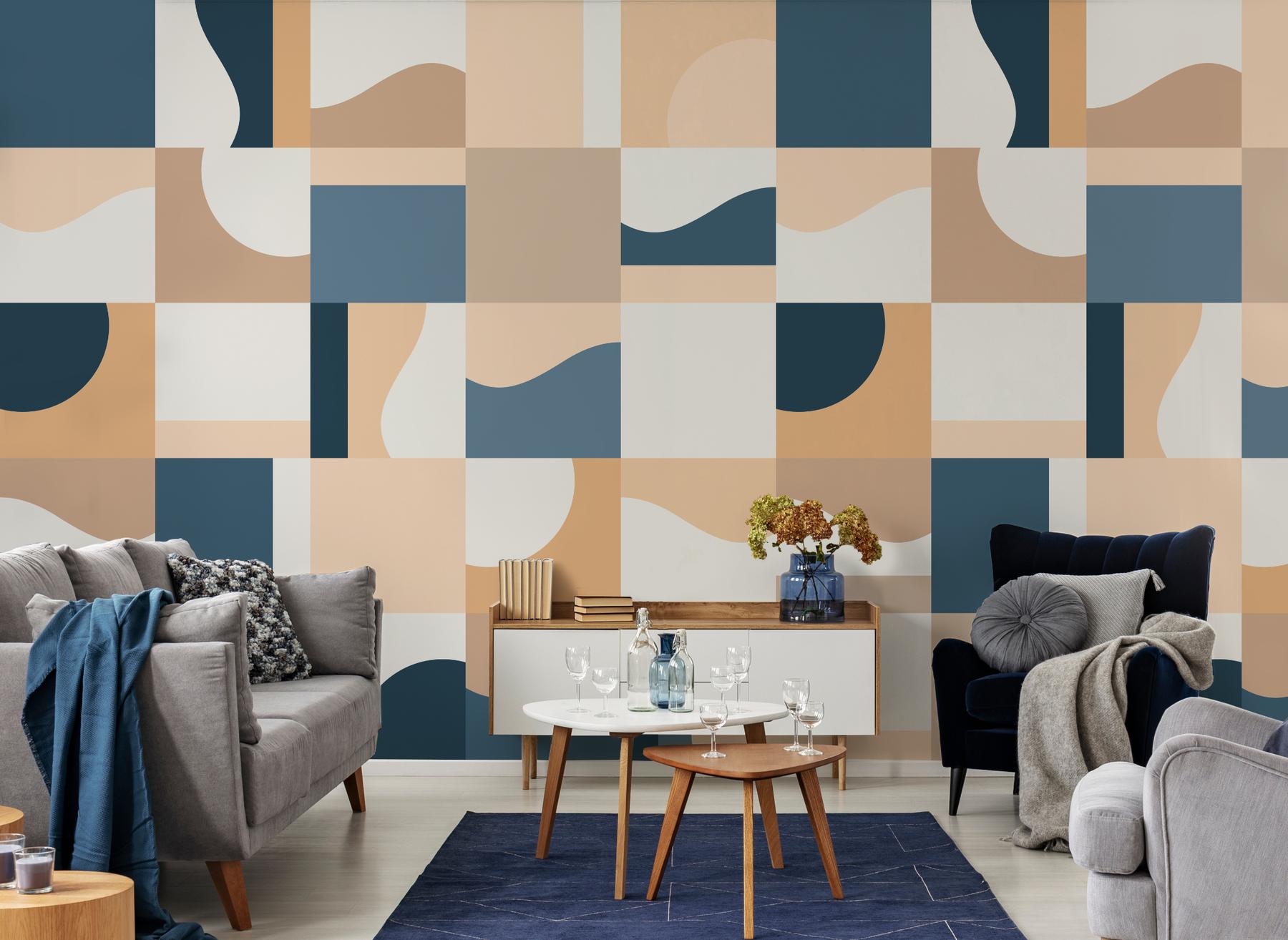 Abstract Colorful Geometric Shapes Wallpaper Mural