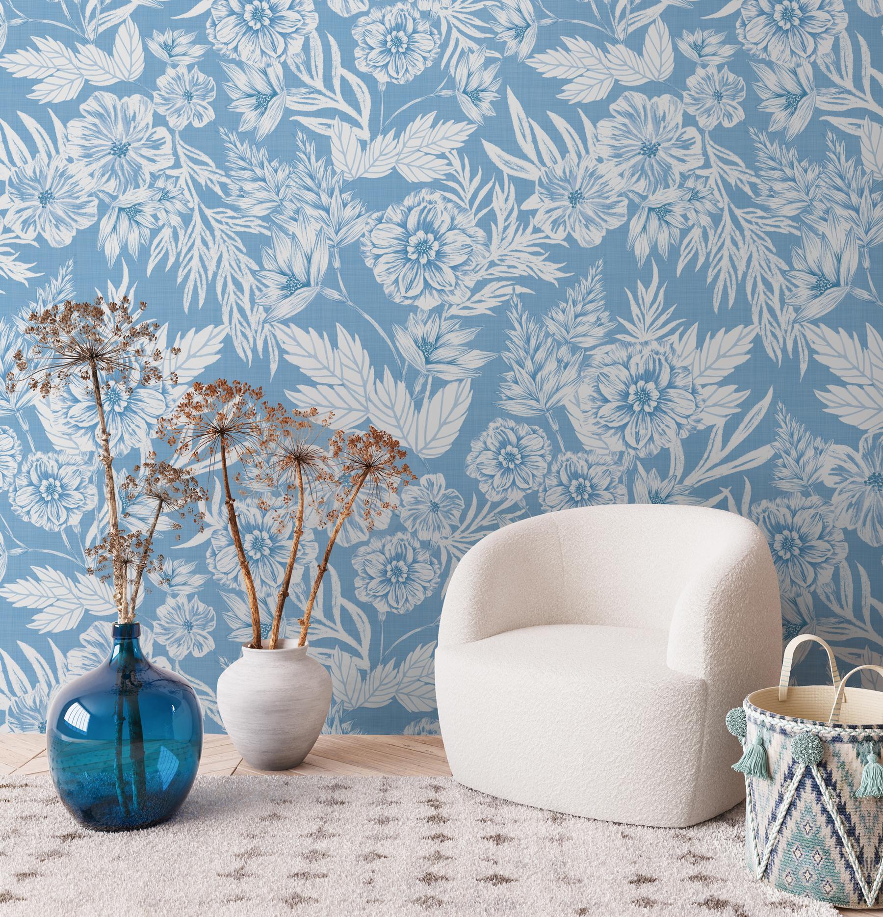 Elegant Watercolor Peony Pattern Wallpaper Mural