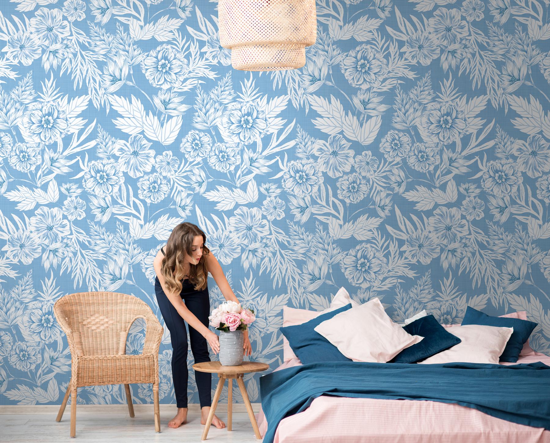 Elegant Watercolor Peony Pattern Wallpaper Mural