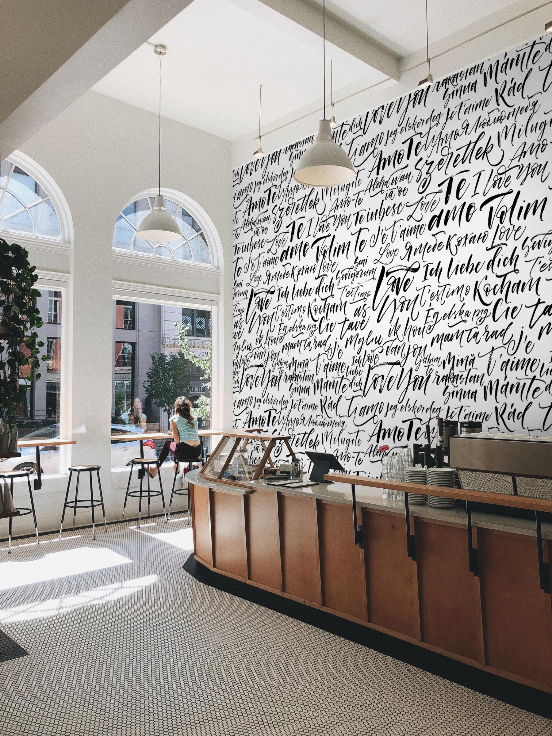 Romantic Calligraphy Love Phrases Wallpaper Mural