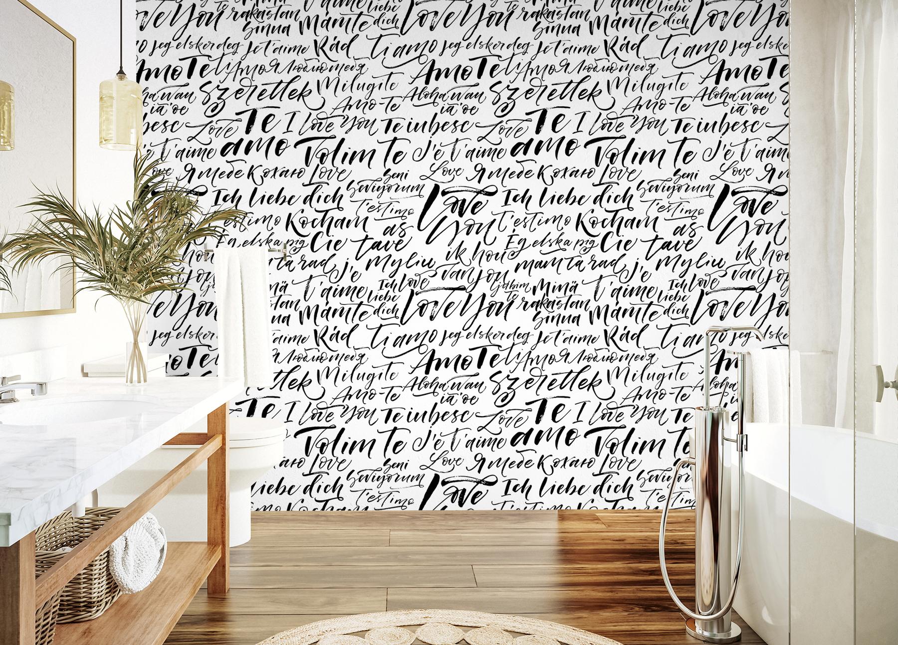Romantic Calligraphy Love Phrases Wallpaper Mural