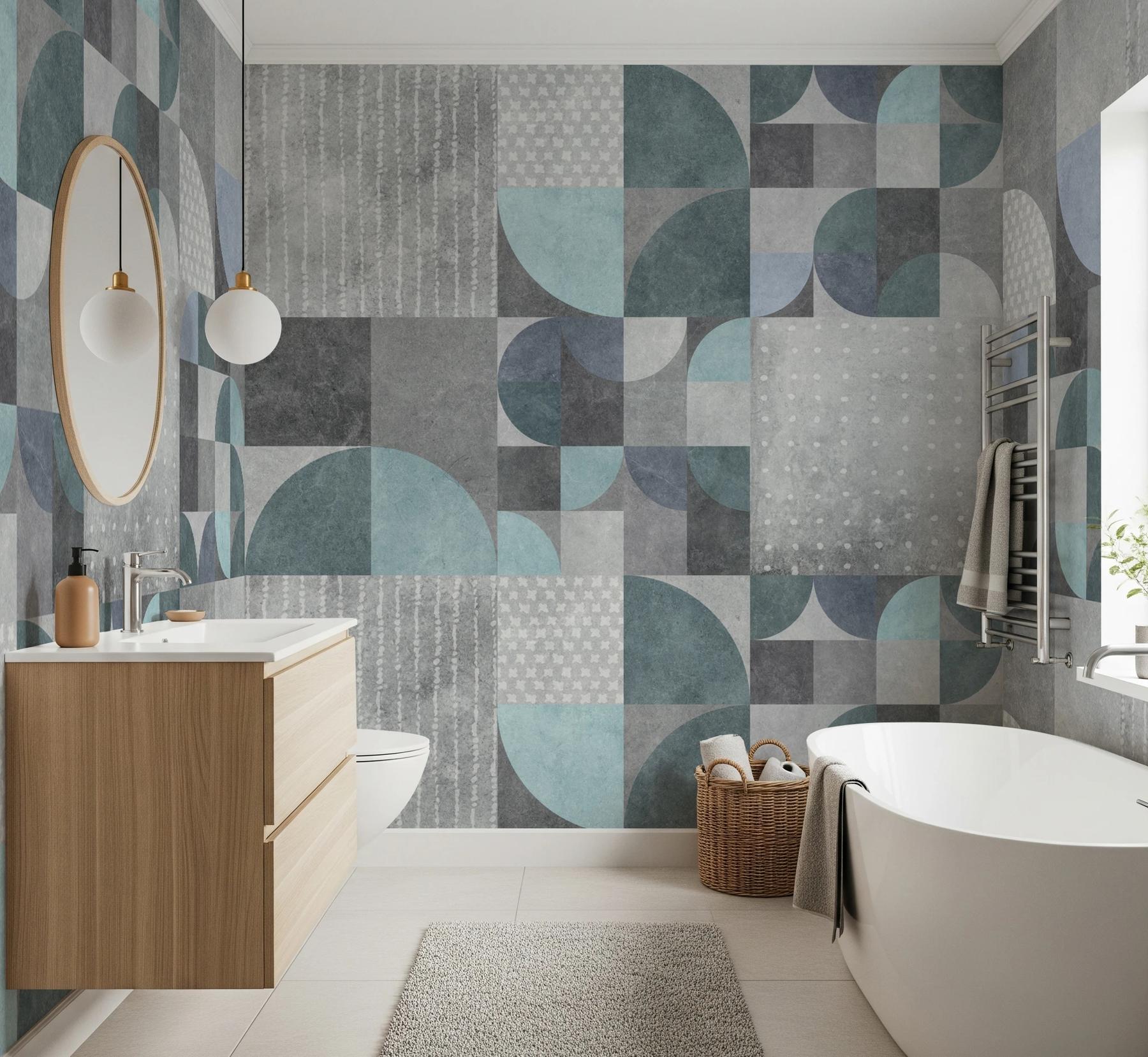 Abstract Soft Cement Geometric Wallpaper Mural