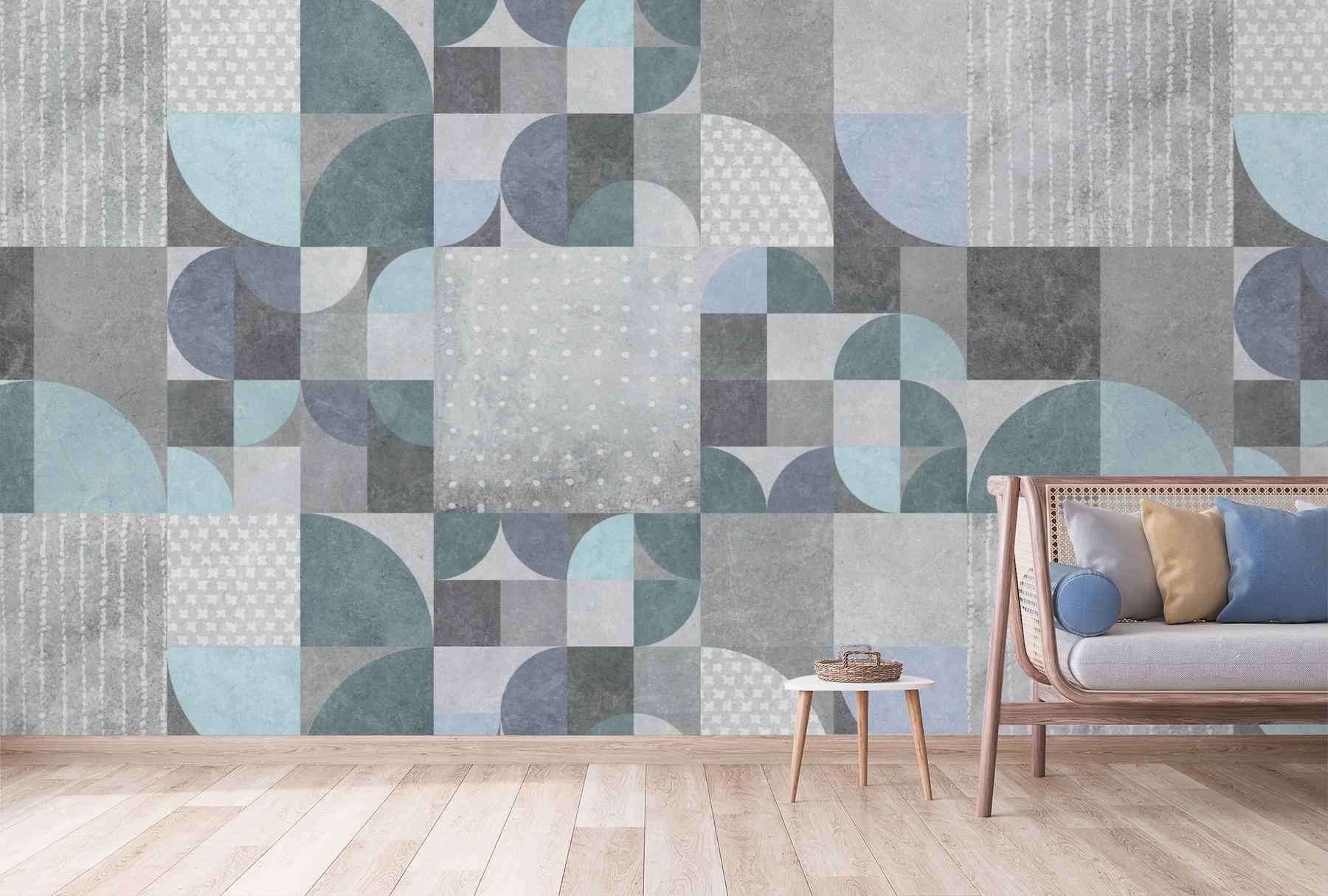 Abstract Soft Cement Geometric Wallpaper Mural