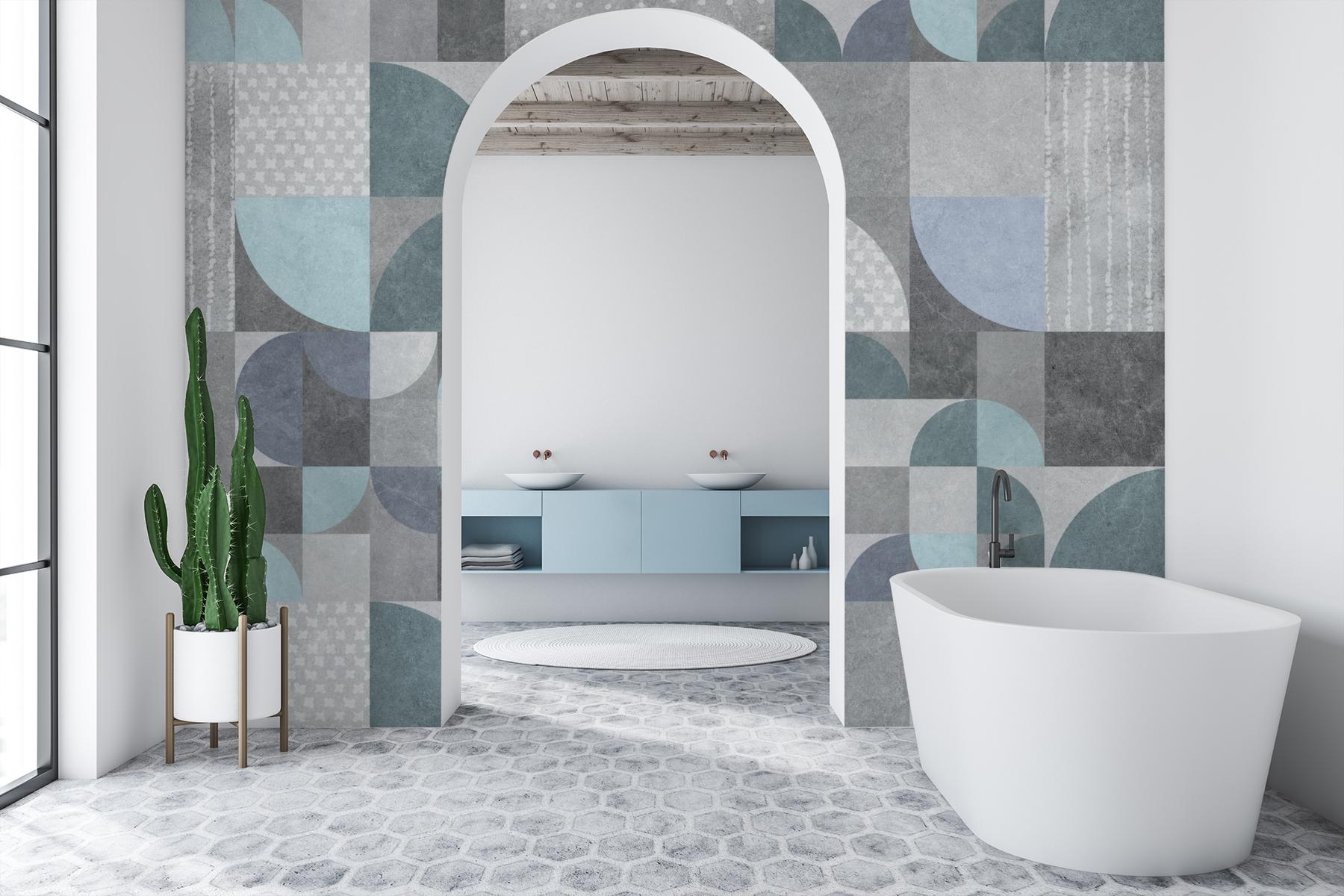 Abstract Soft Cement Geometric Wallpaper Mural