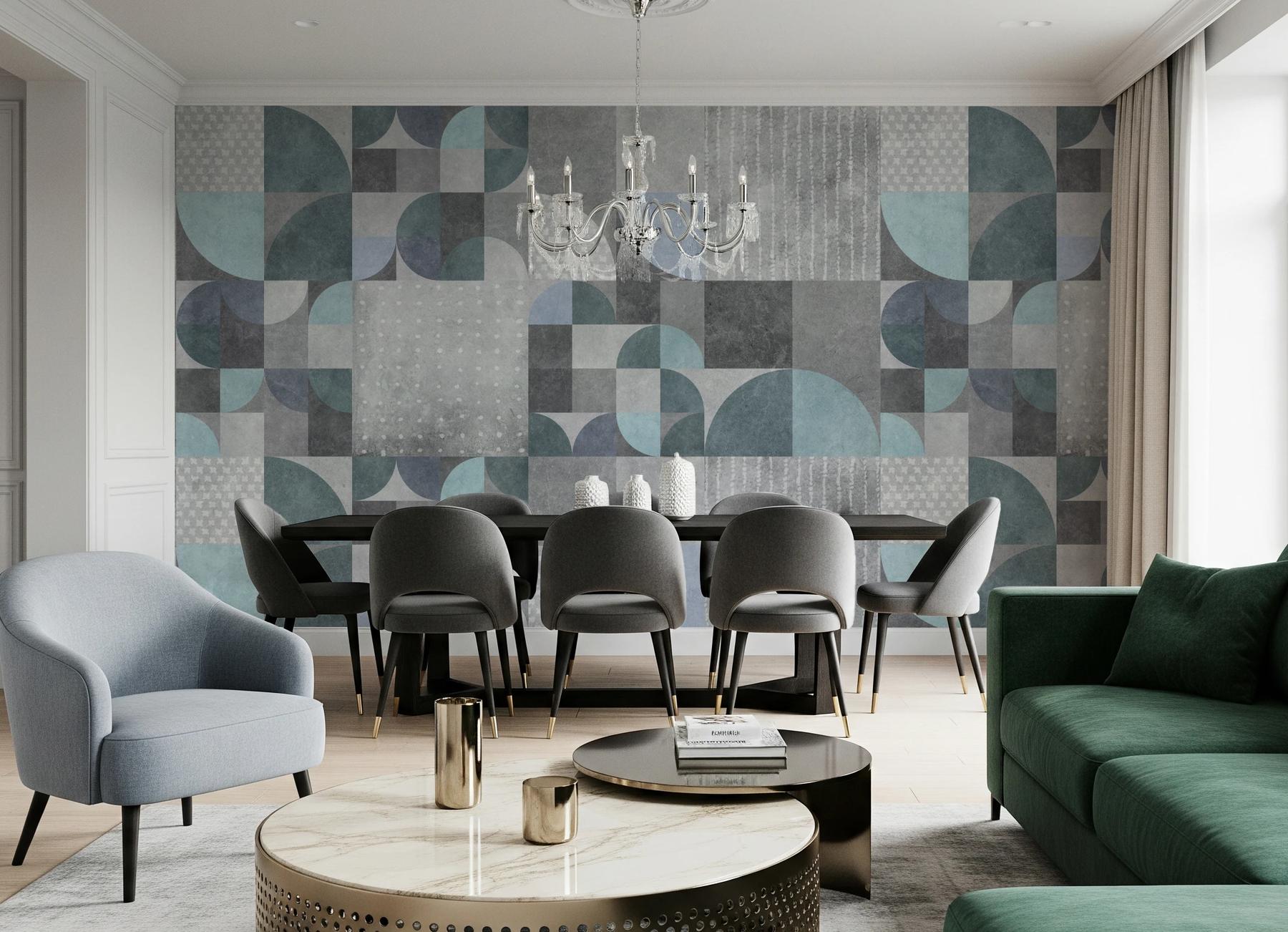 Abstract Soft Cement Geometric Wallpaper Mural