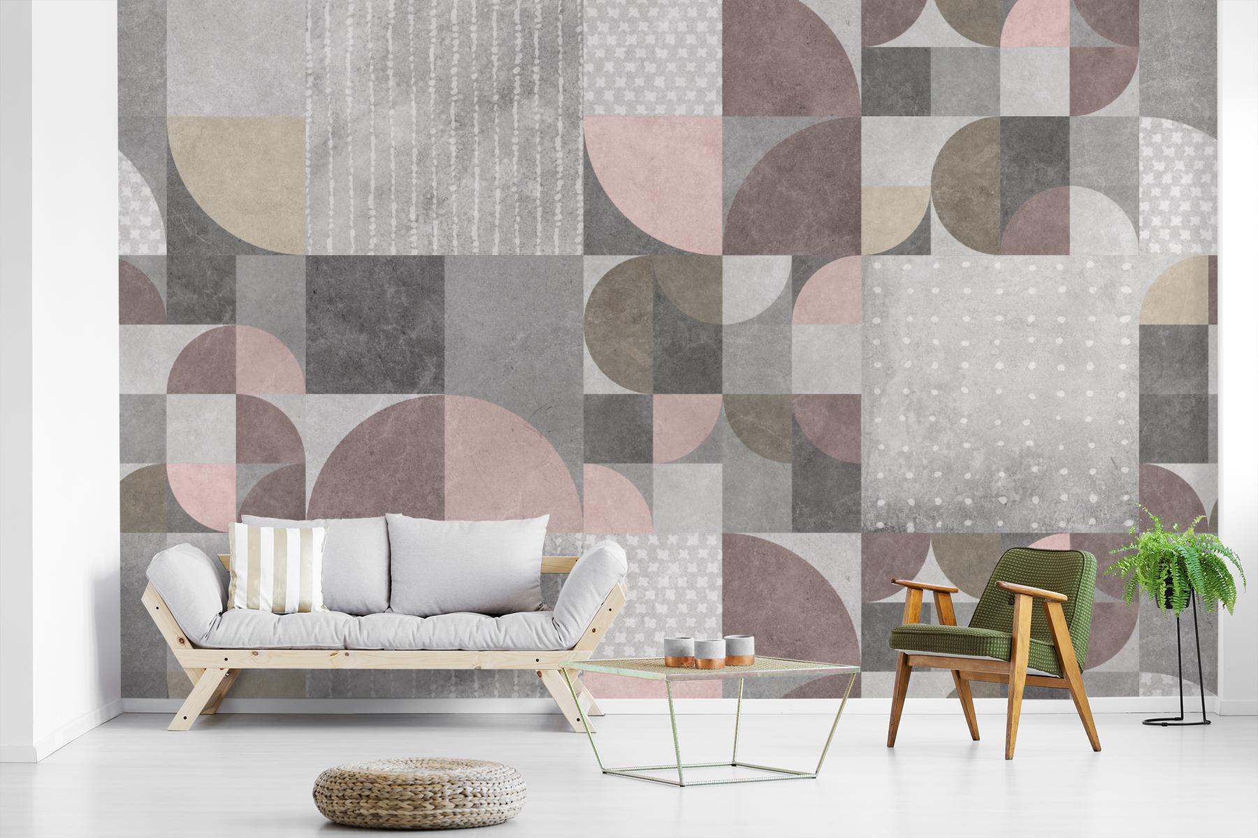 Abstract Soft Cement Geometric Wallpaper Mural