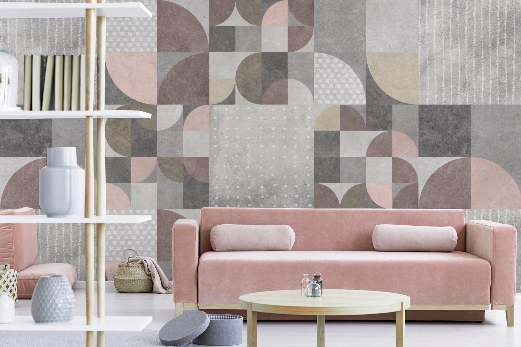 Abstract Soft Cement Geometric Wallpaper Mural