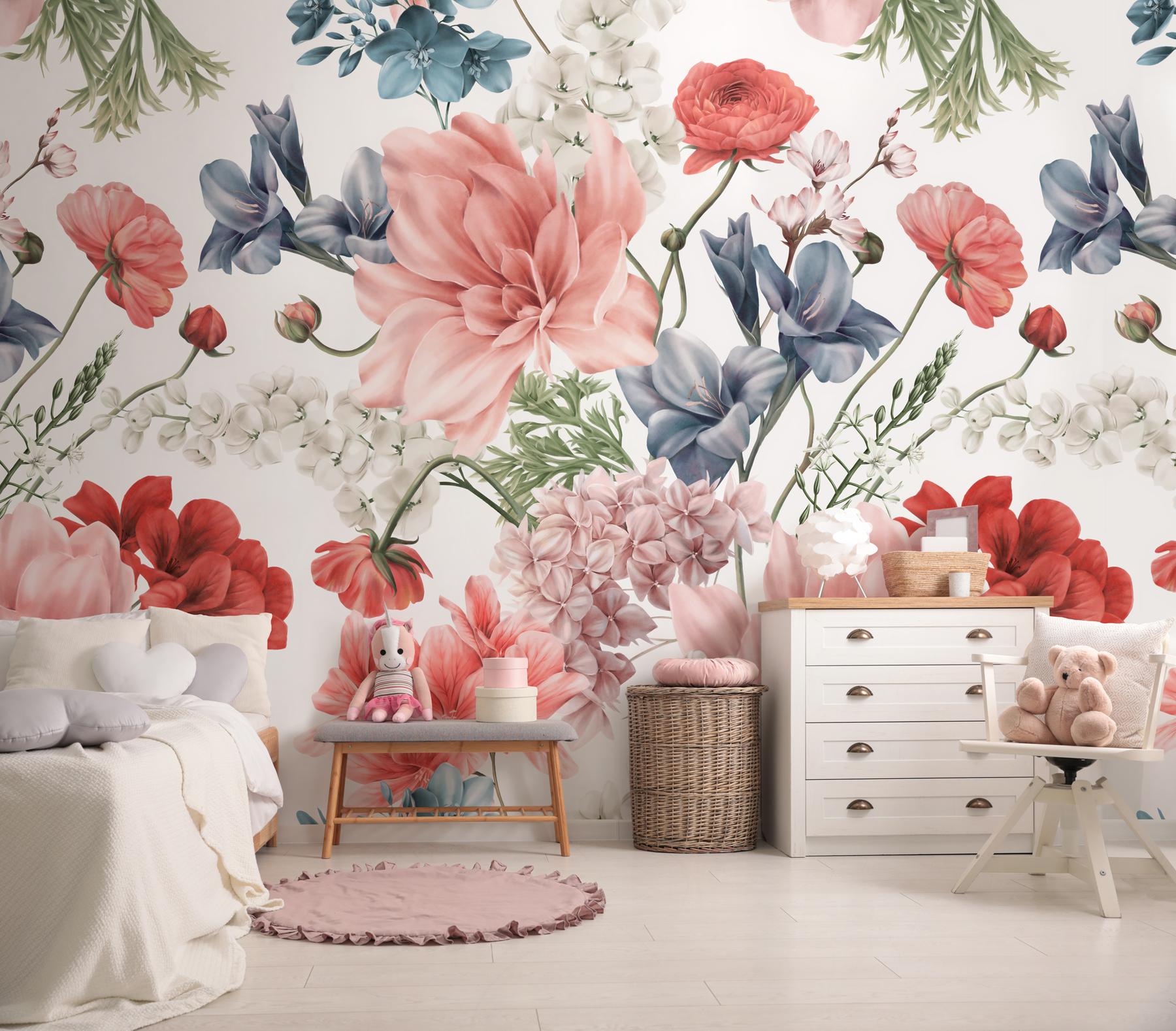 Girls Room Flower Bouquet Wallpaper Mural