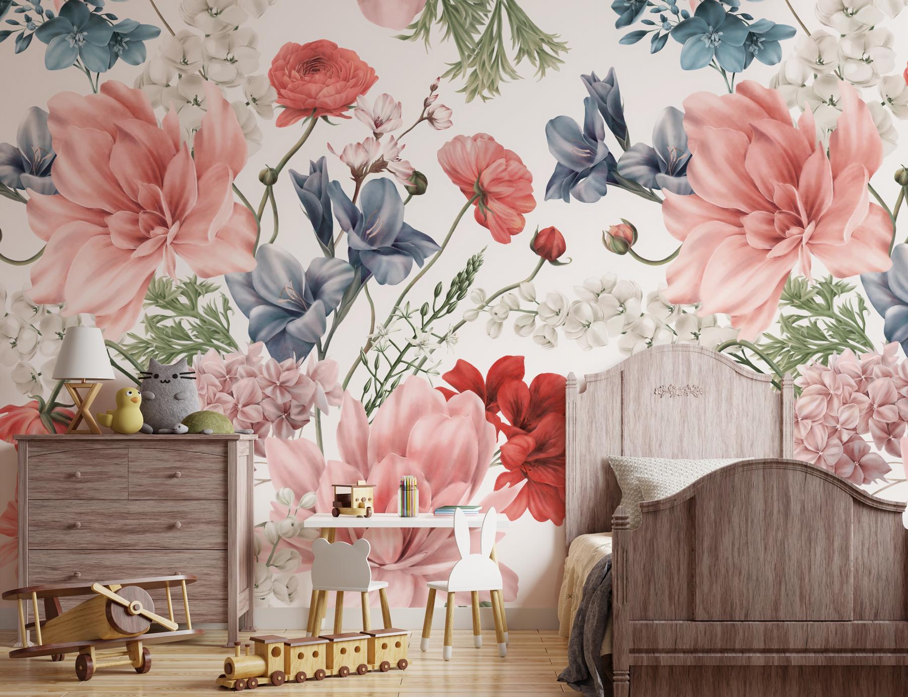 Girls Room Flower Bouquet Wallpaper Mural