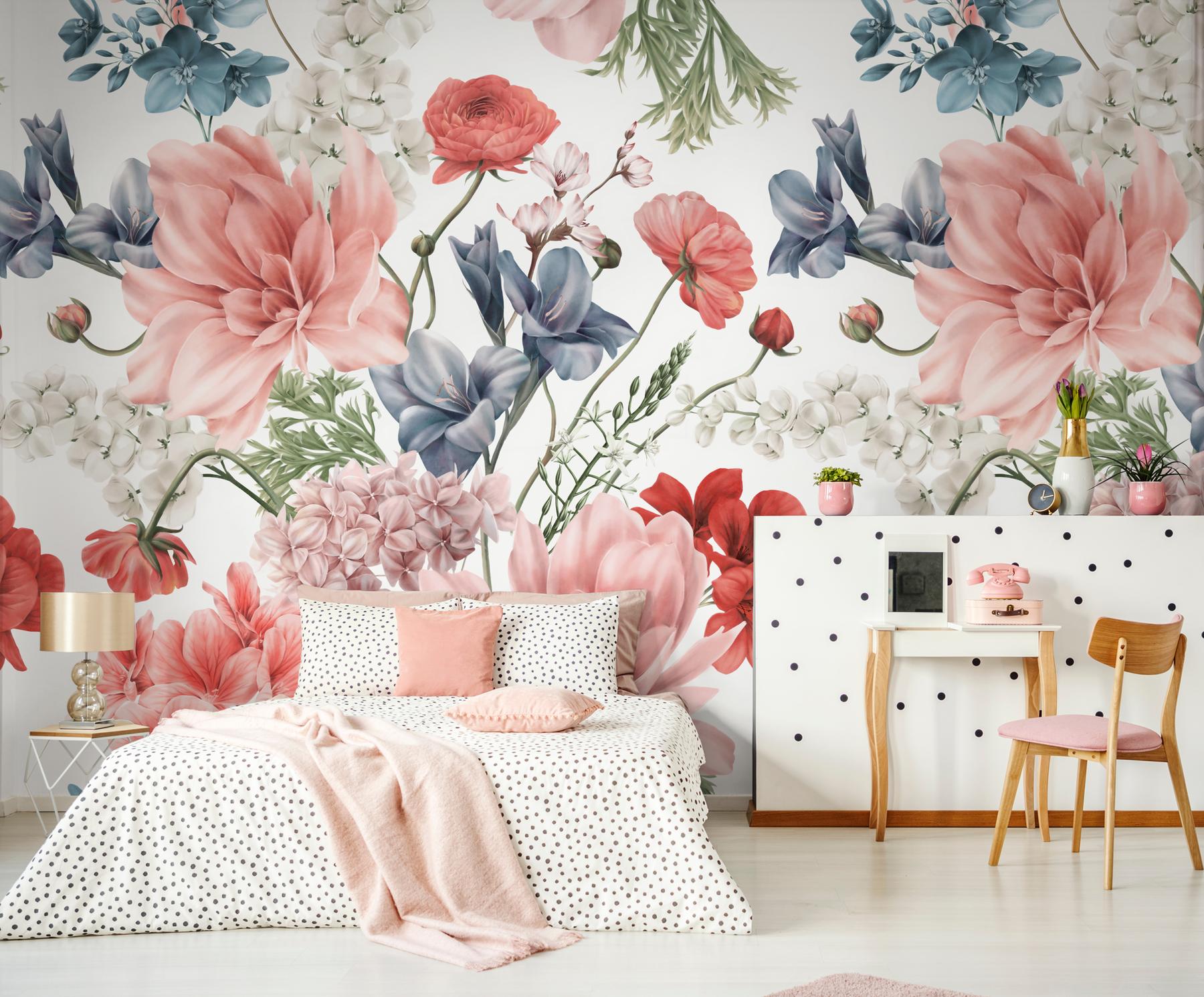 Girls Room Flower Bouquet Wallpaper Mural