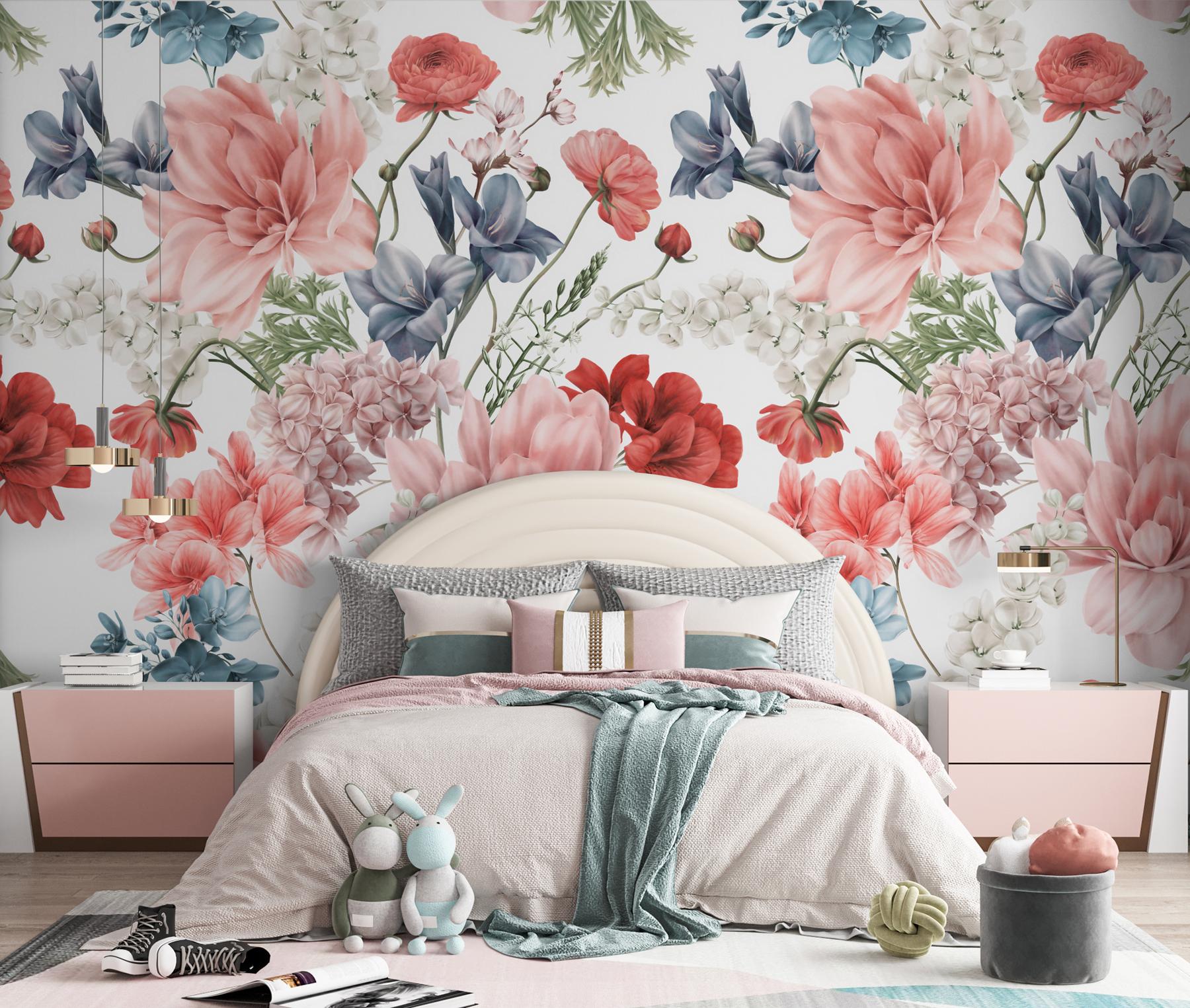 Girls Room Flower Bouquet Wallpaper Mural