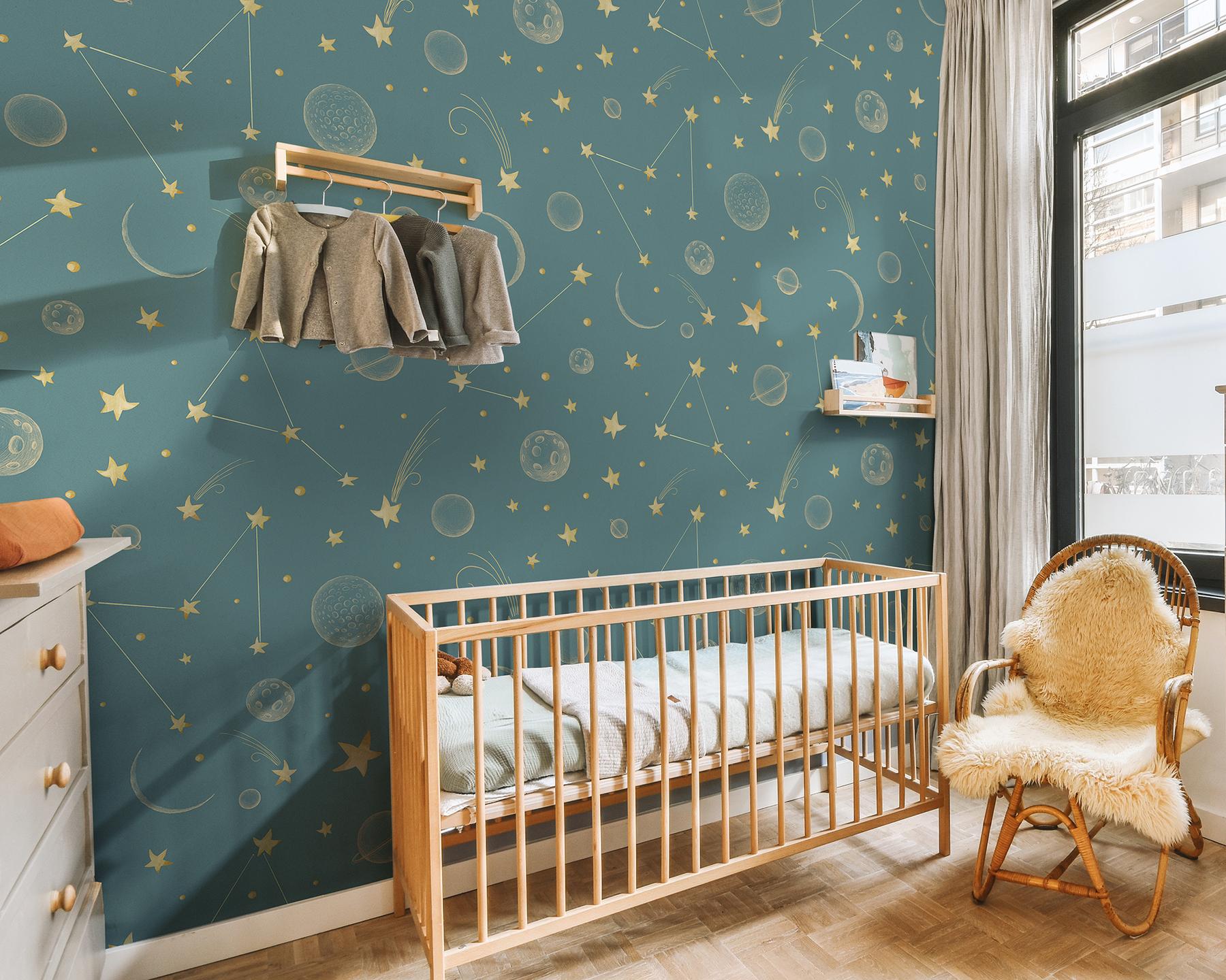 Watercolor Celestial Star Map Wallpaper Mural