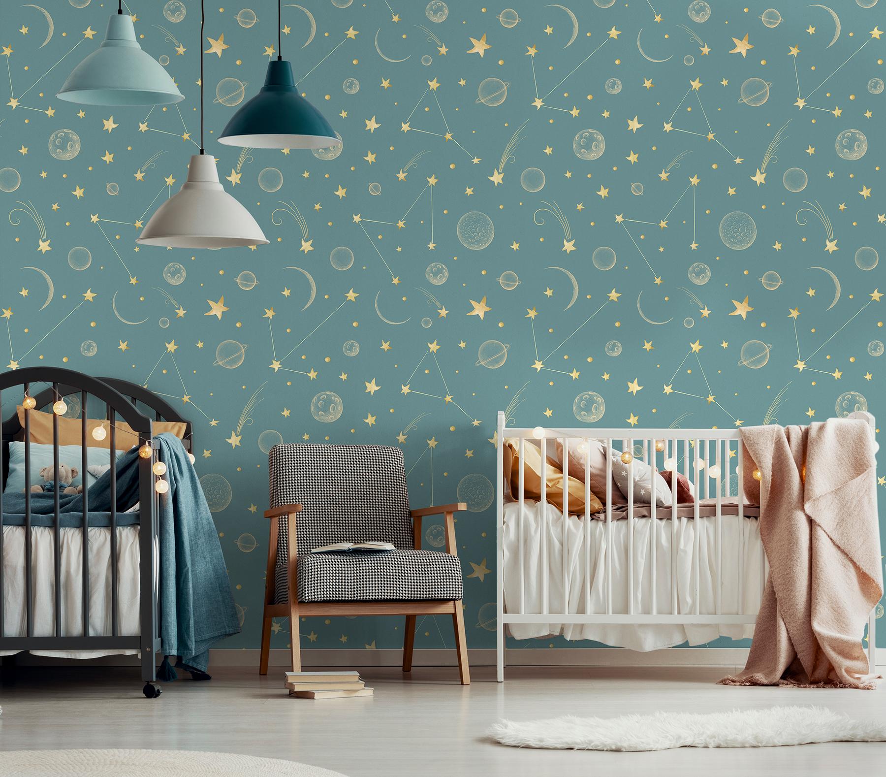 Watercolor Celestial Star Map Wallpaper Mural