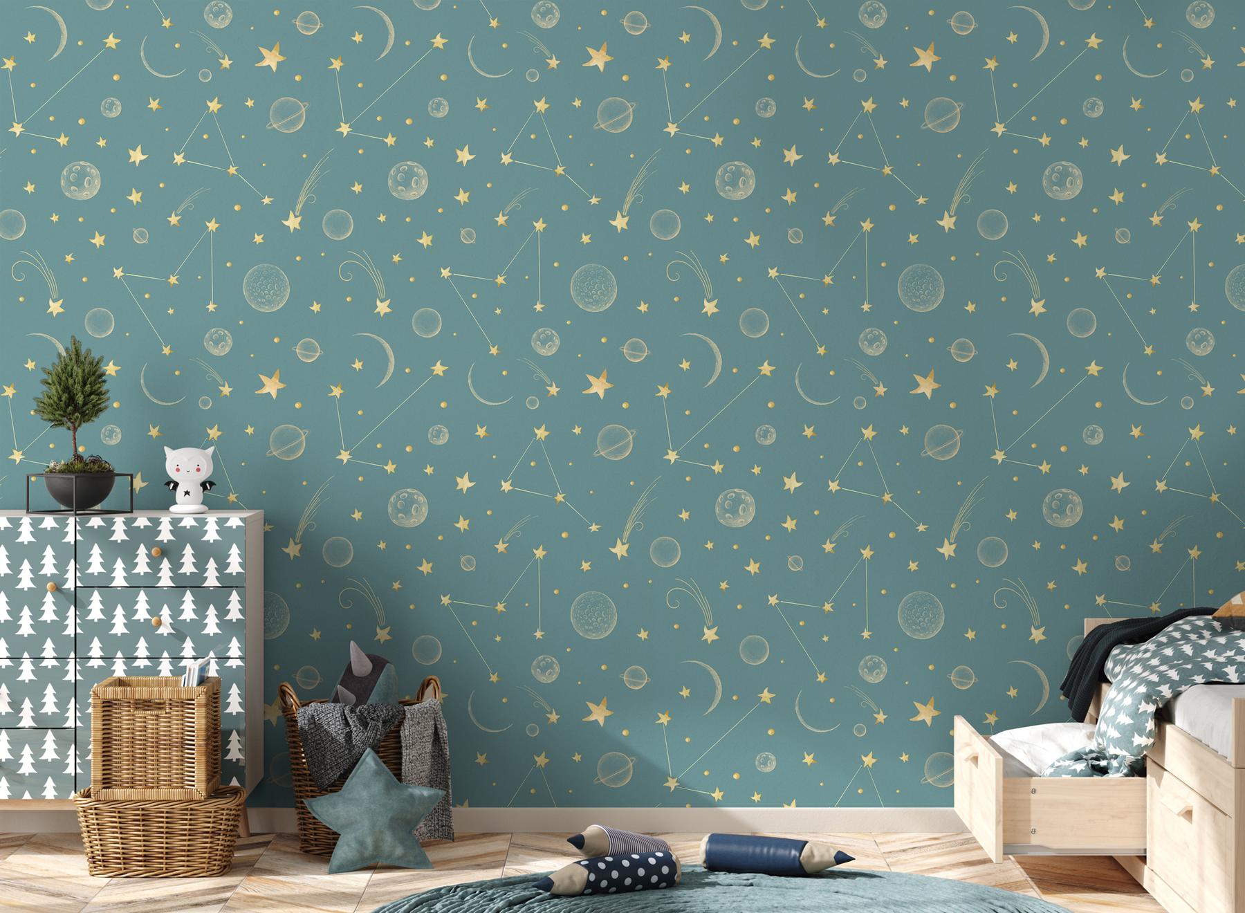 Watercolor Celestial Star Map Wallpaper Mural
