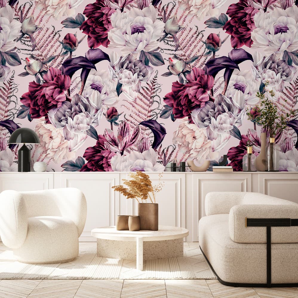 Artistic Watercolor Peony Wallpaper Mural