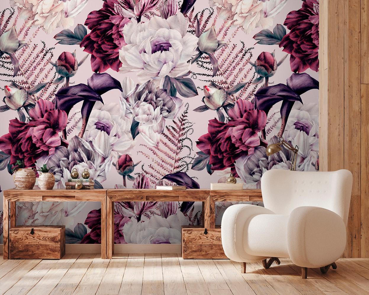 Artistic Watercolor Peony Wallpaper Mural