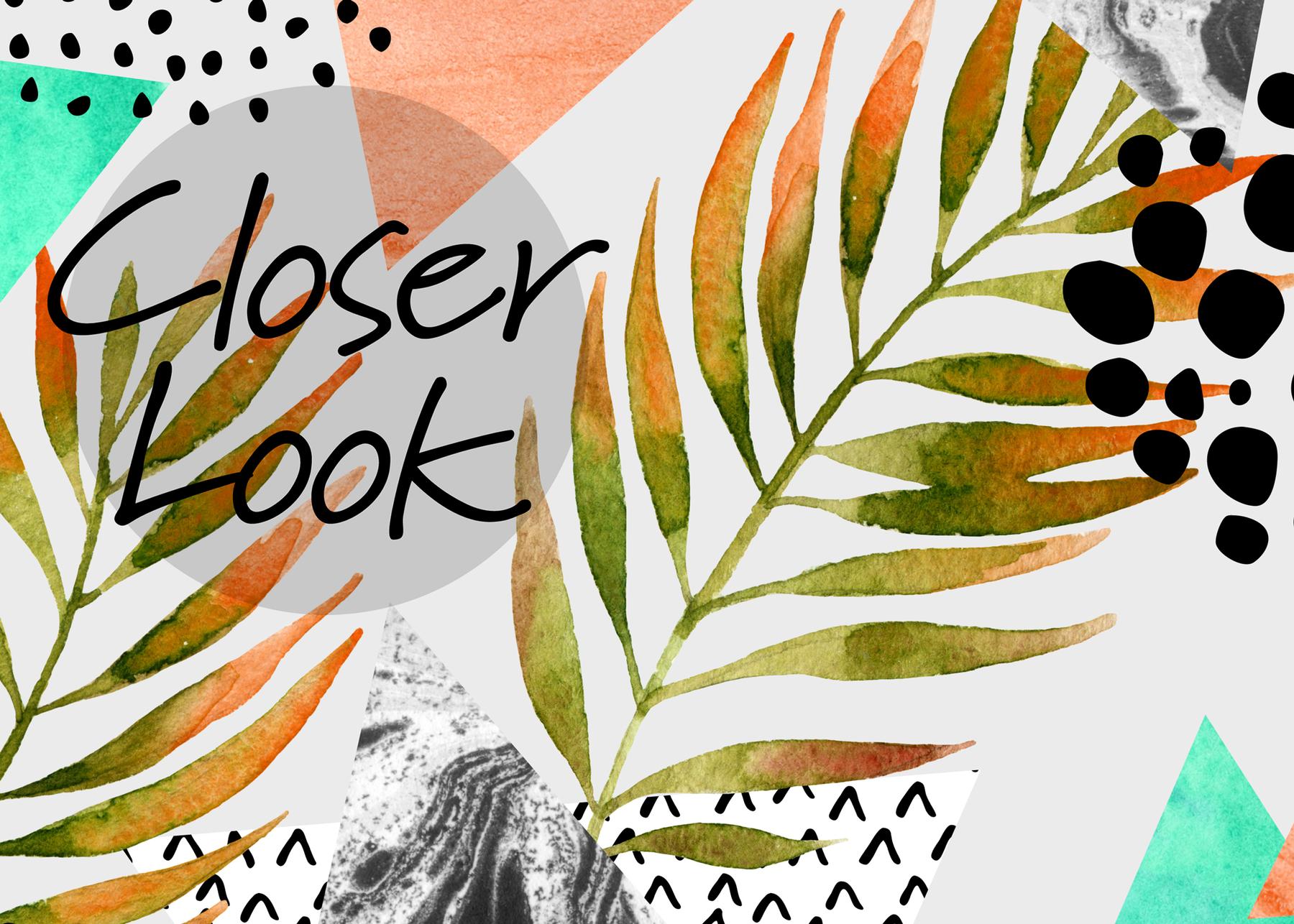 Abstract Botanical Leaves Shapes Wallpaper Mural