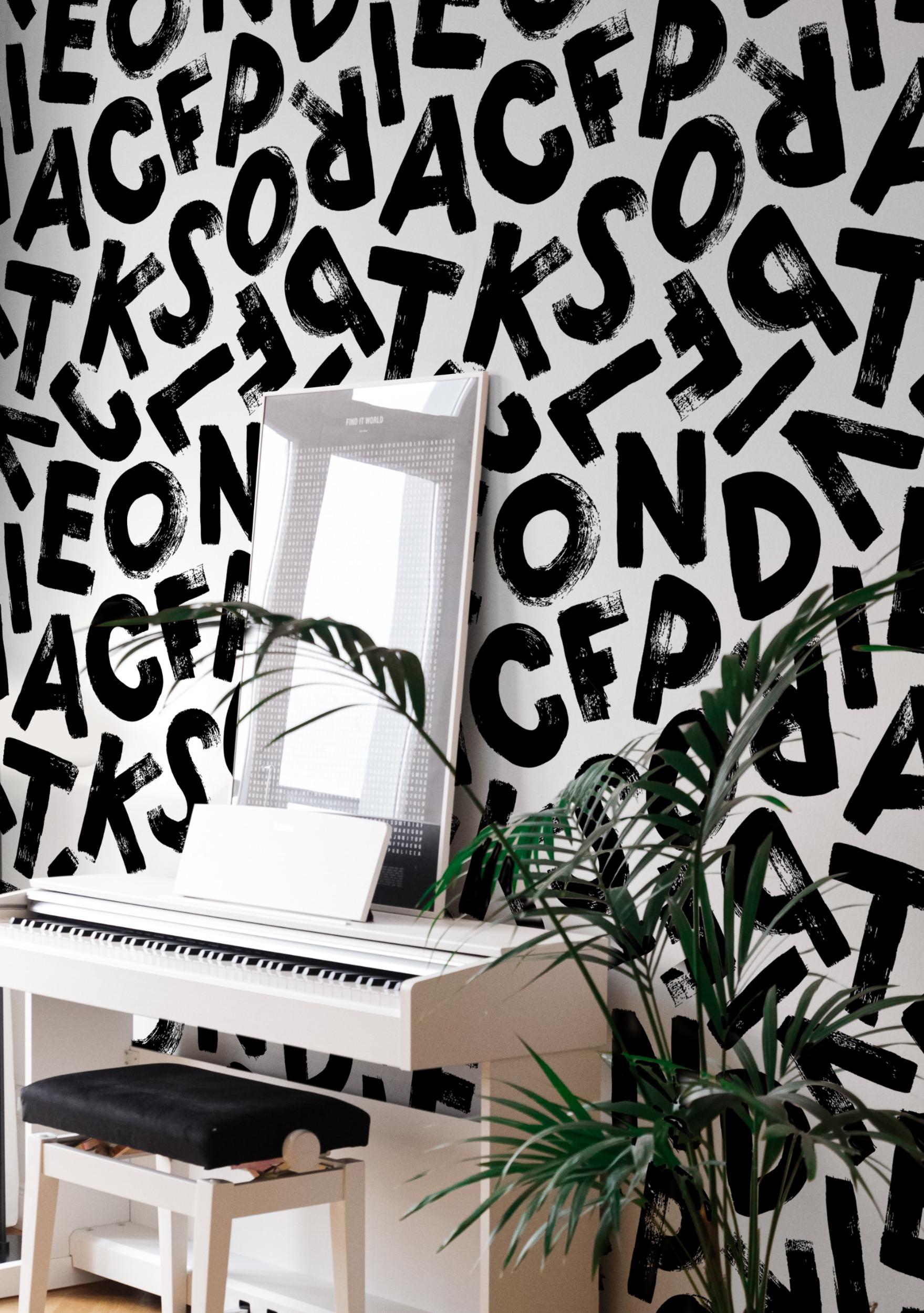 Modern Calligraphy Art Pattern Wallpaper Mural