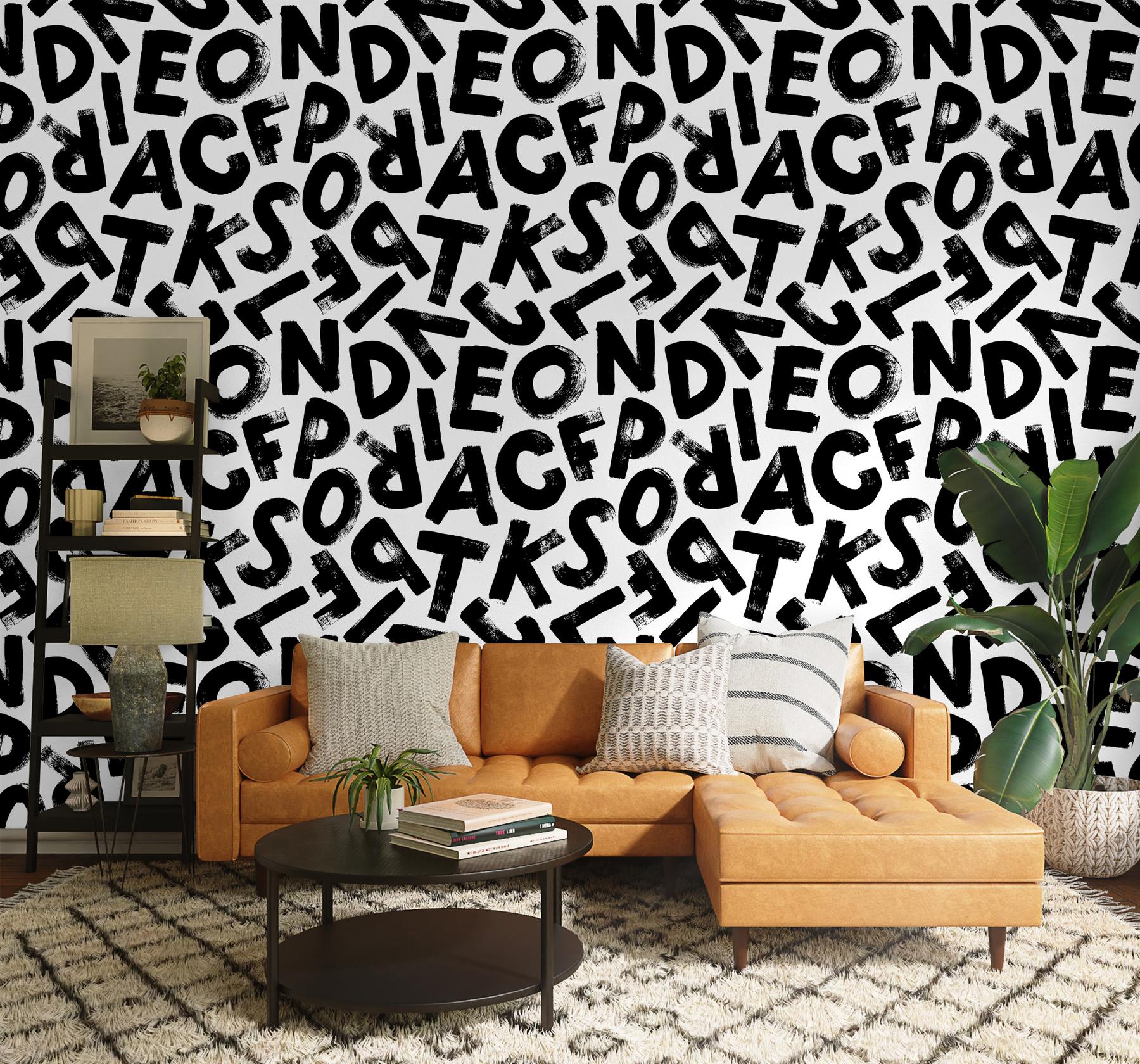 Modern Calligraphy Art Pattern Wallpaper Mural