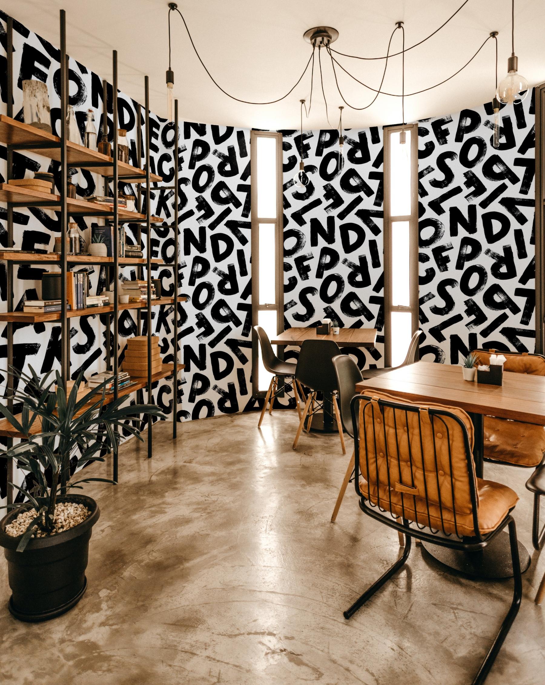 Modern Calligraphy Art Pattern Wallpaper Mural