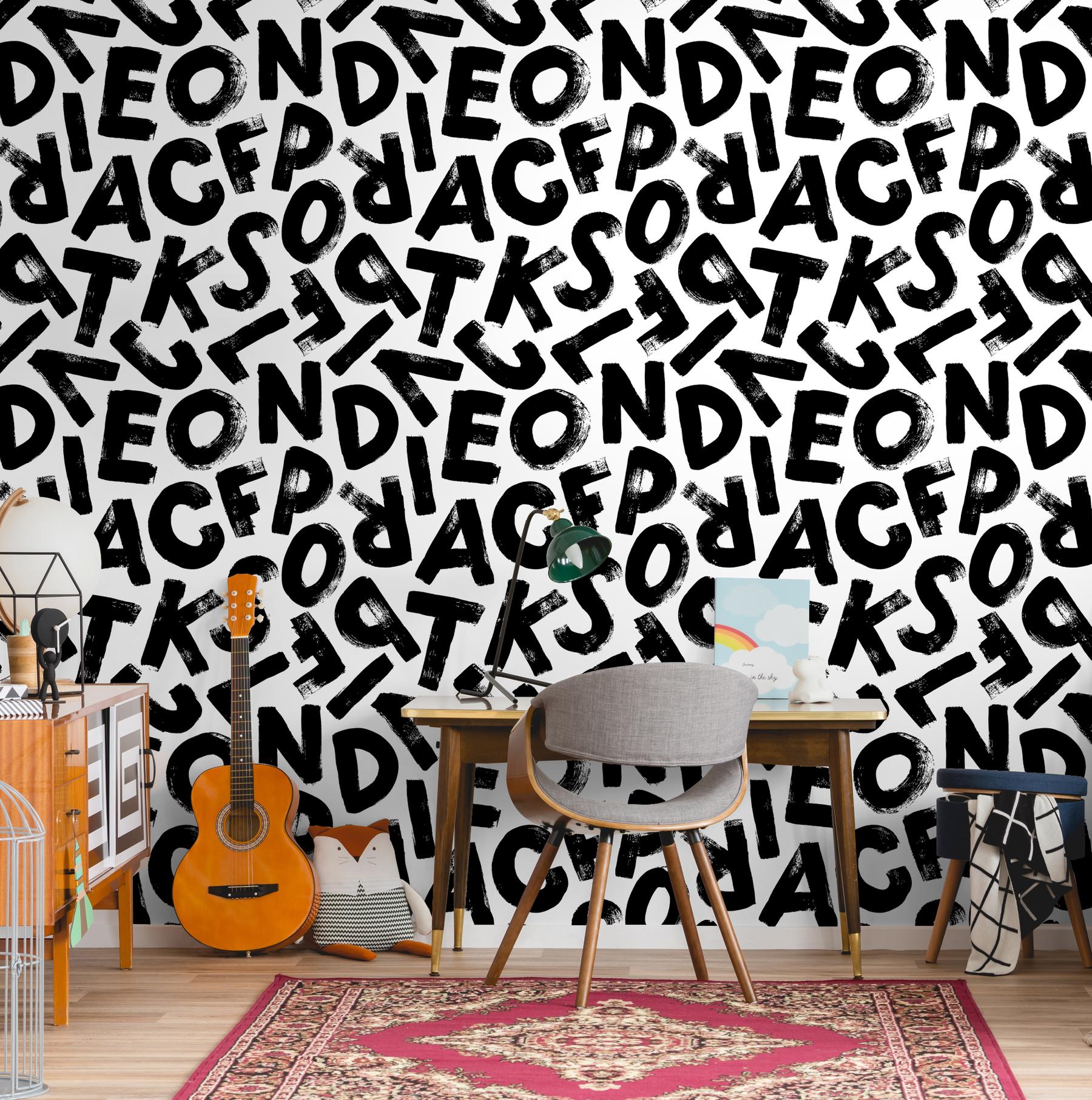 Modern Calligraphy Art Pattern Wallpaper Mural