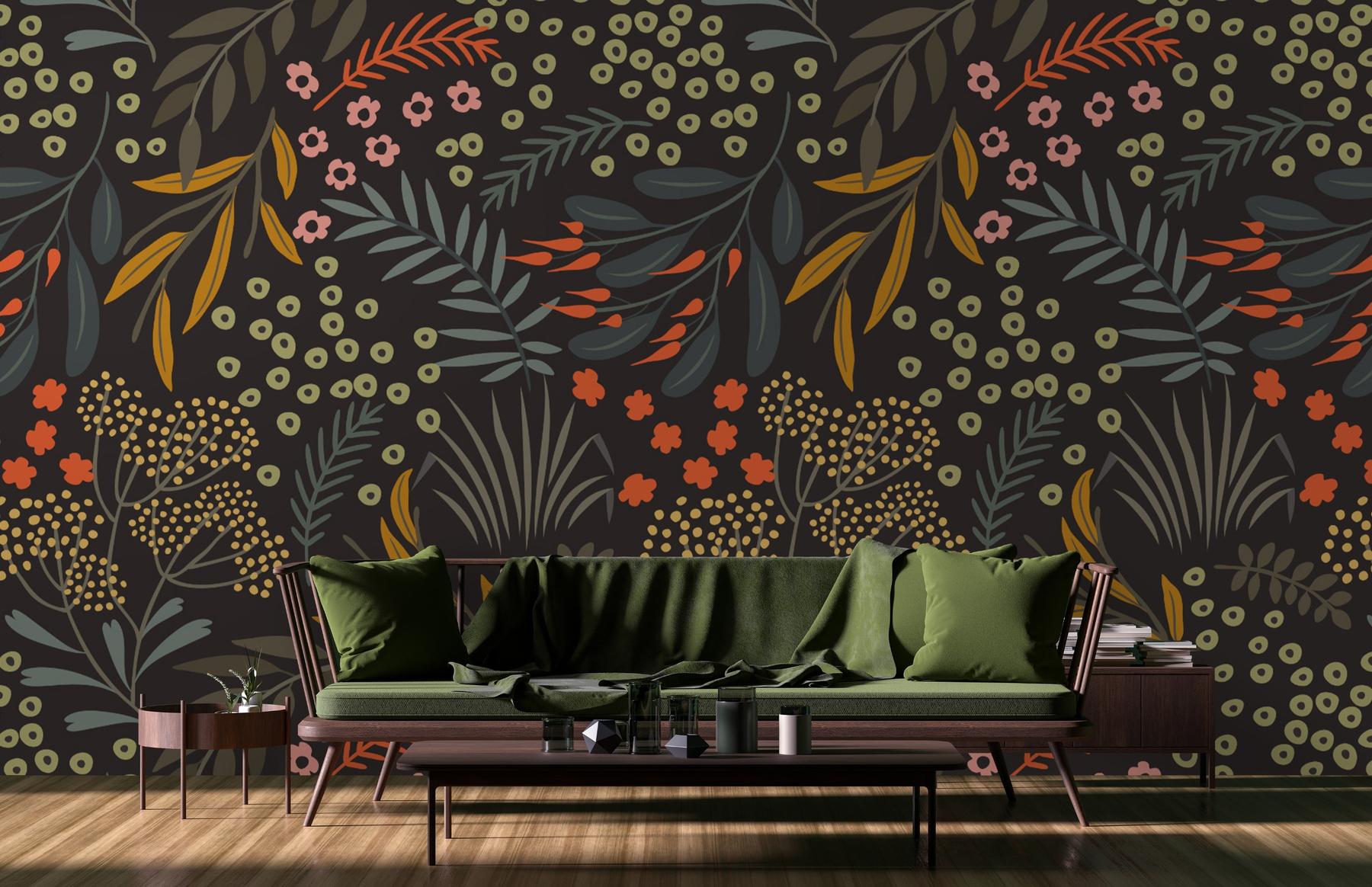 Elegant Branches and Floral Wallpaper Mural