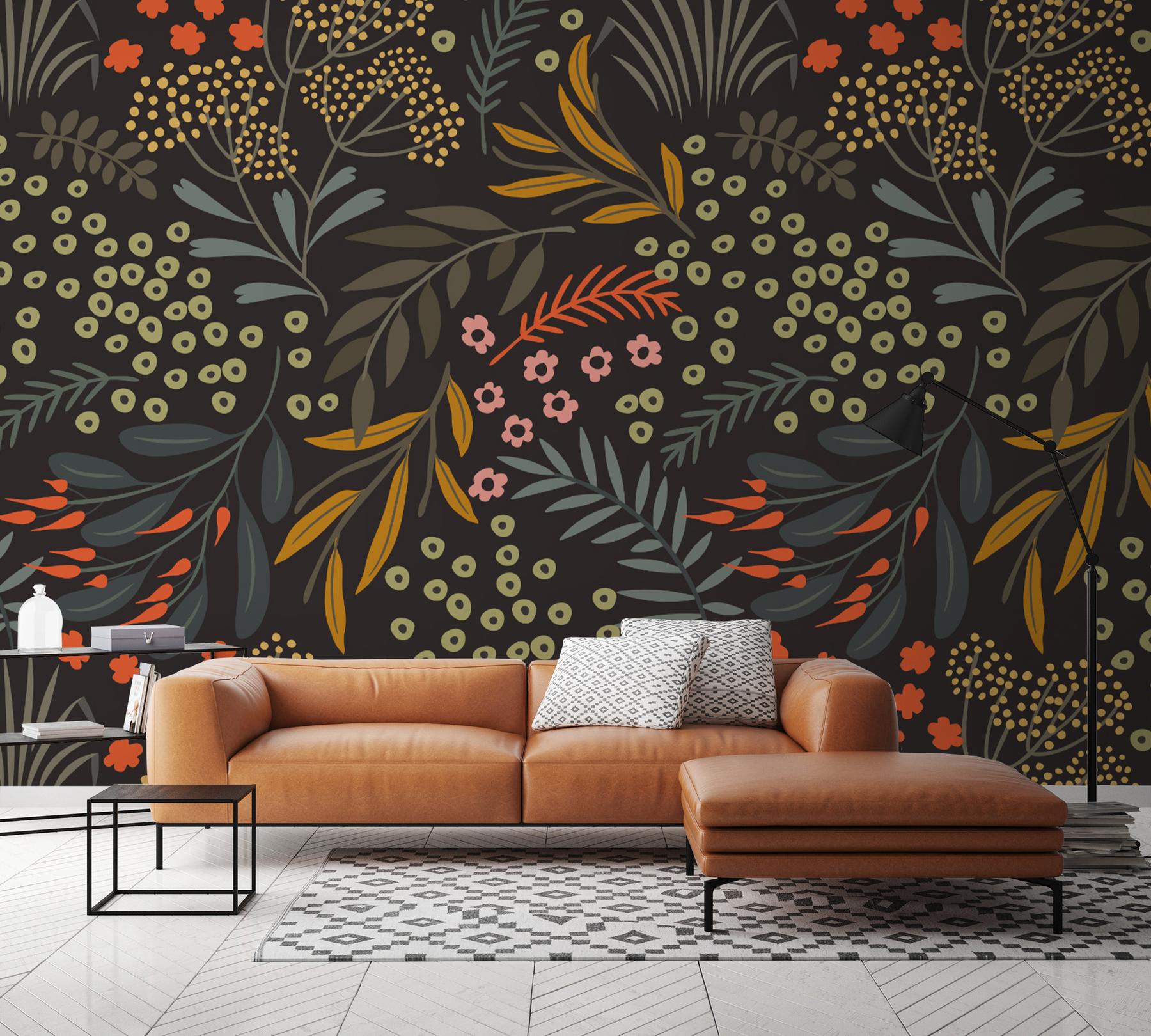 Elegant Branches and Floral Wallpaper Mural