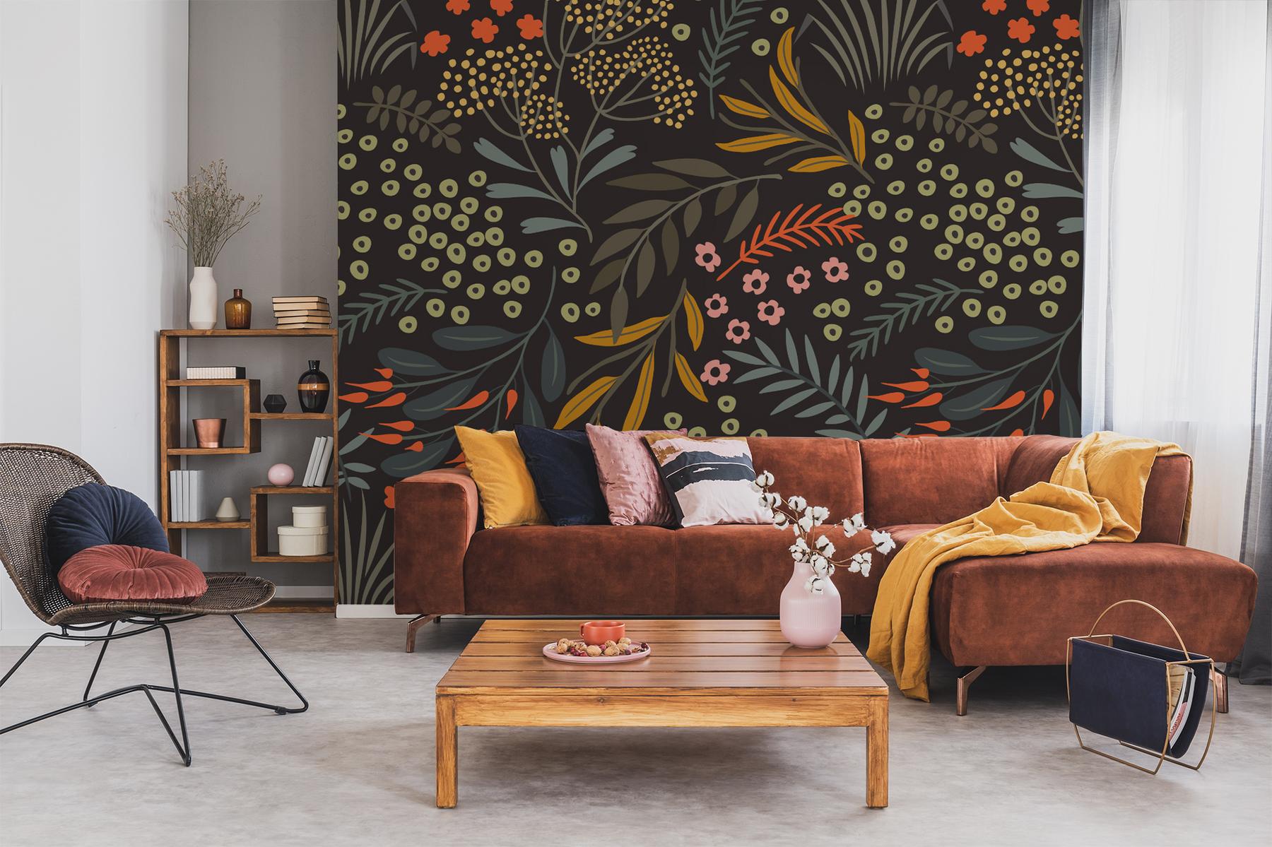 Elegant Branches and Floral Wallpaper Mural