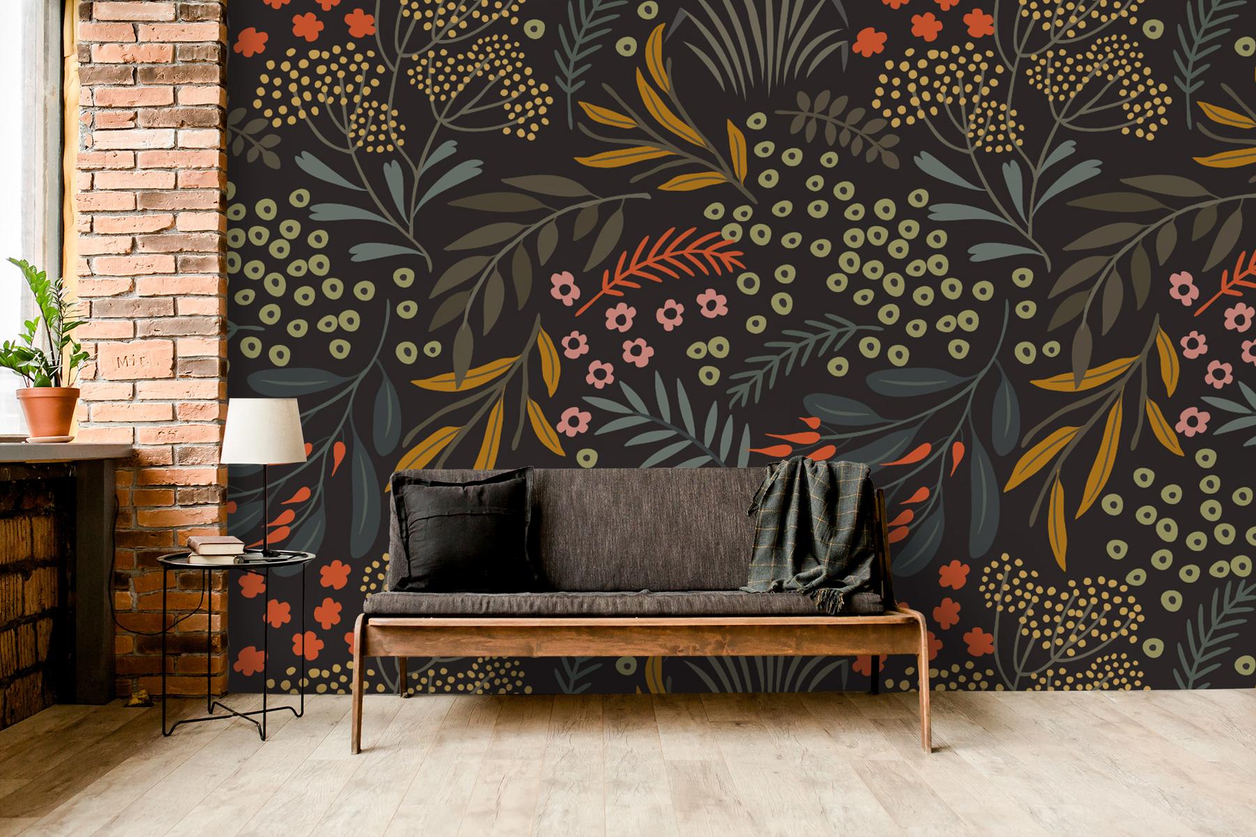 Elegant Branches and Floral Wallpaper Mural