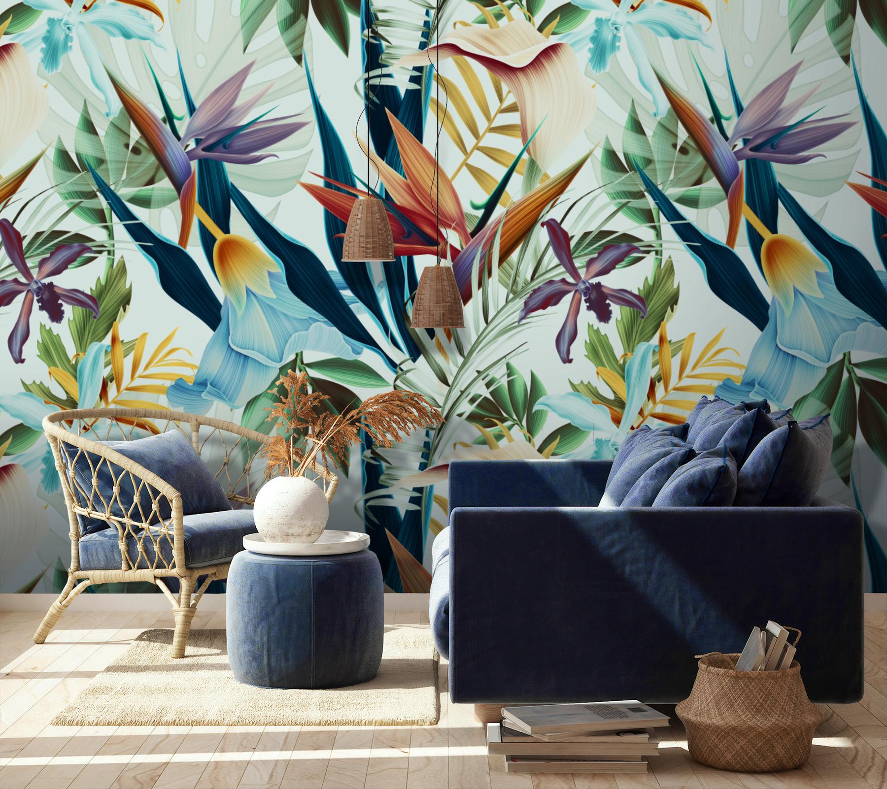 Vibrant Exotic Leaves Paradise Wallpaper Mural