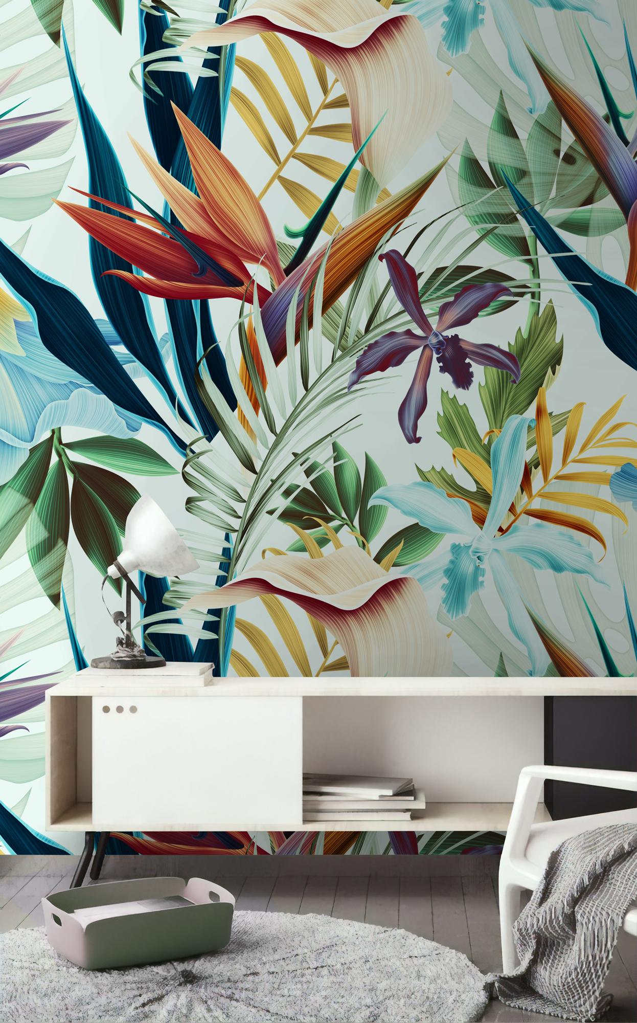 Vibrant Exotic Leaves Paradise Wallpaper Mural