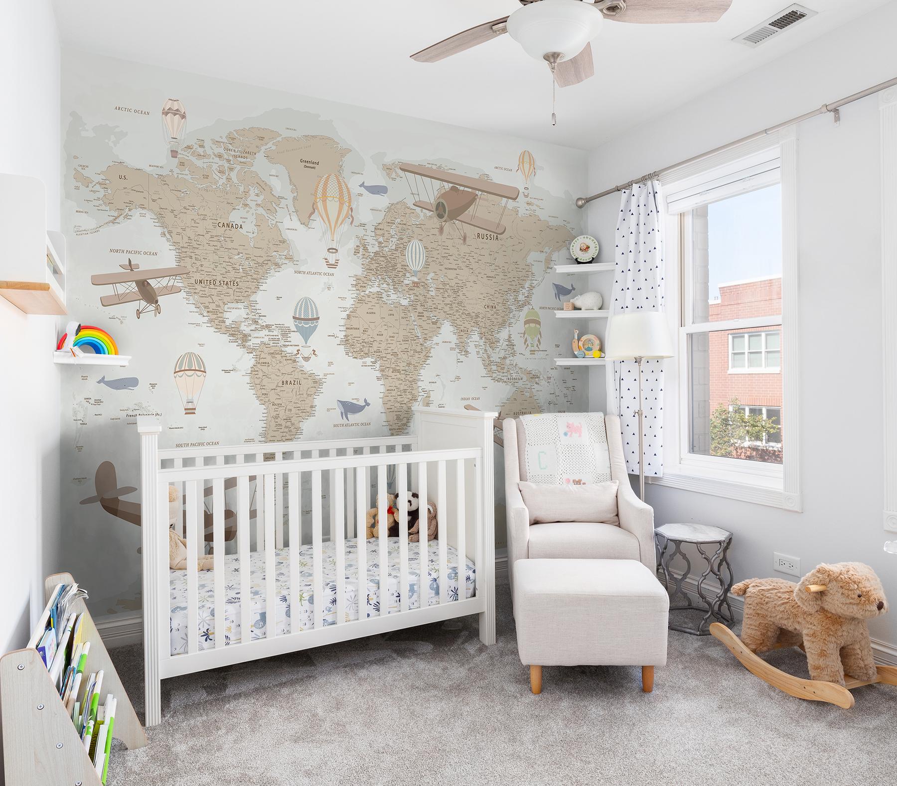 Classic Explorer Airplane World Map Wallpaper Mural