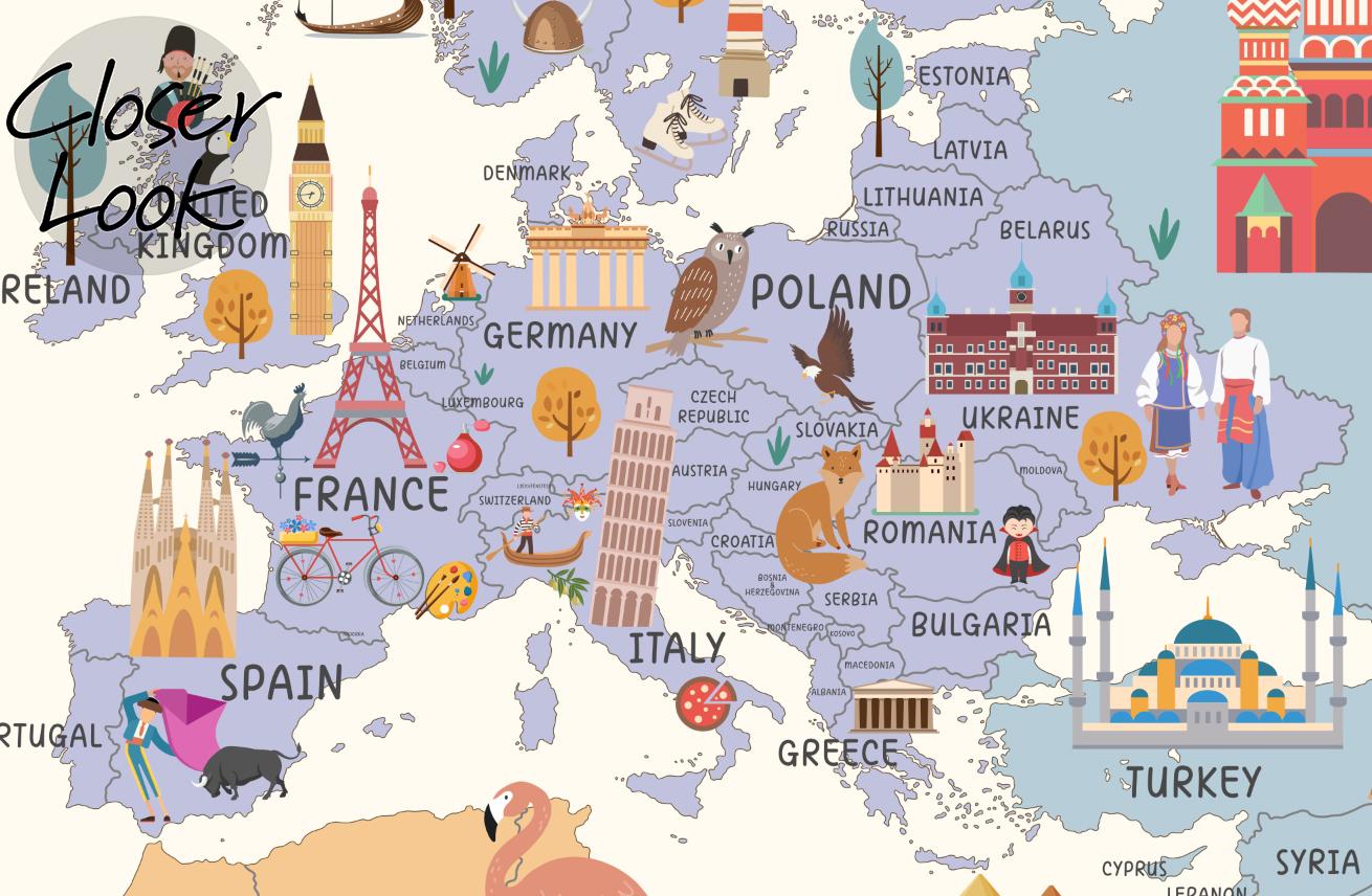 Playful World Journey Map for Kids Wallpaper Mural